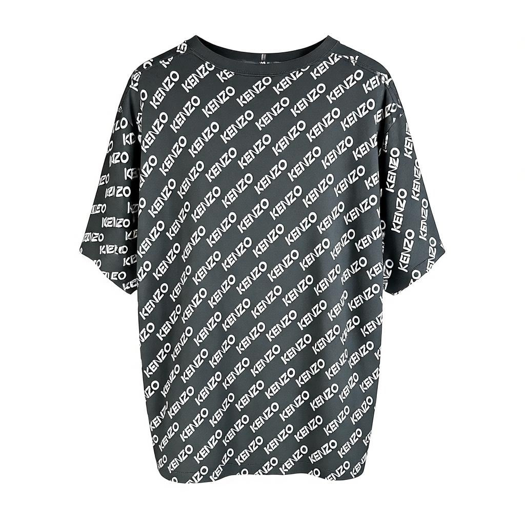 Kenzo Paris Oversize All Over Print Dark Gray & White T-Shirt - $270 Retail