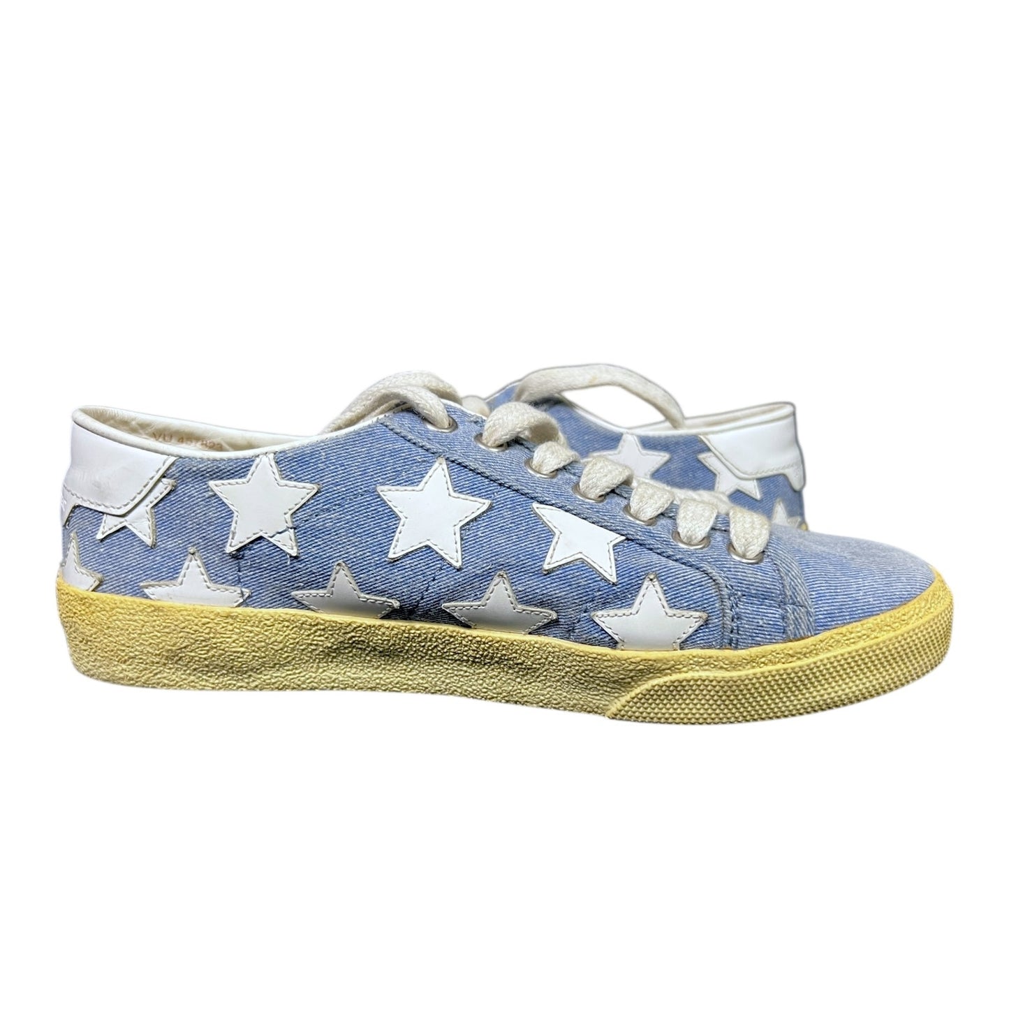Saint Laurent EU 37 US 7 Denim White Star Court Classic Sneakers $780 Retail