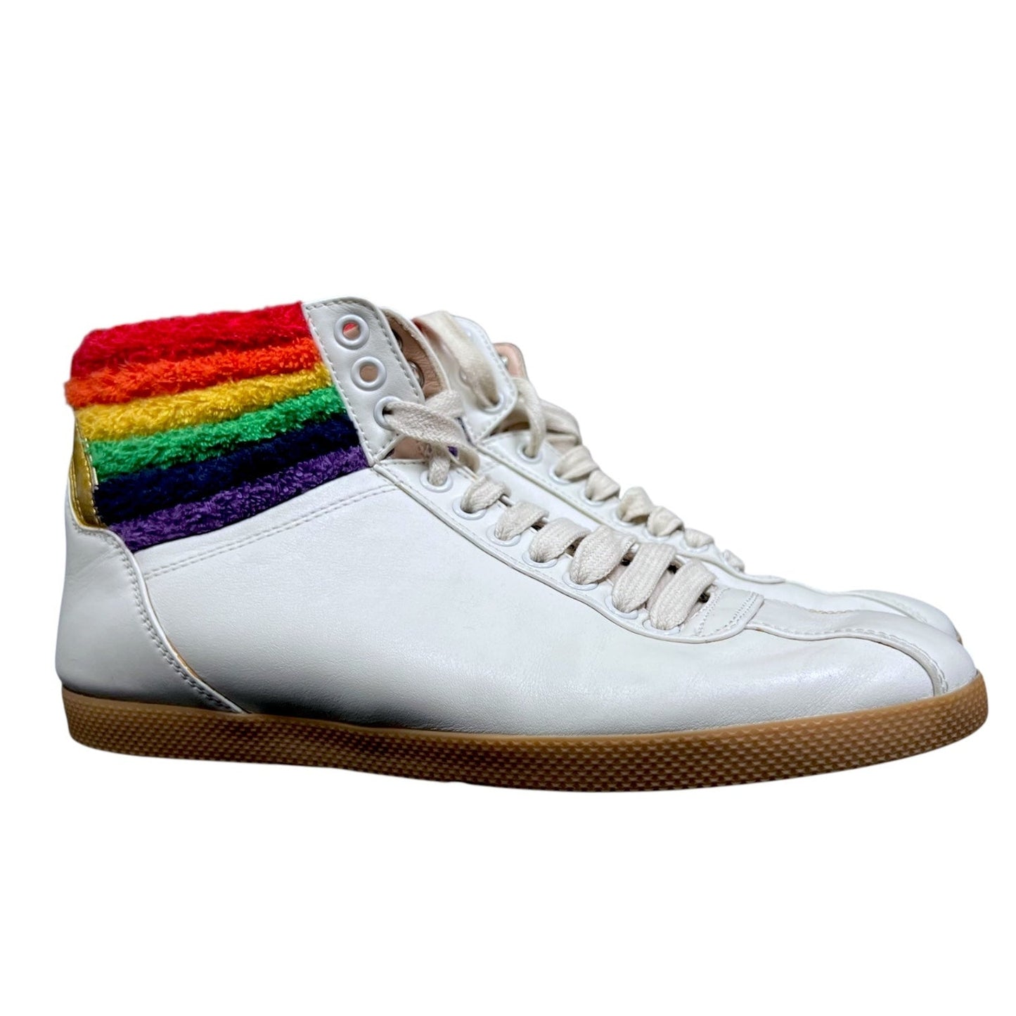 Gucci Rainbow Bambi Men's 4.5 Women's 6 High Top White Sneakers $900 Retail
