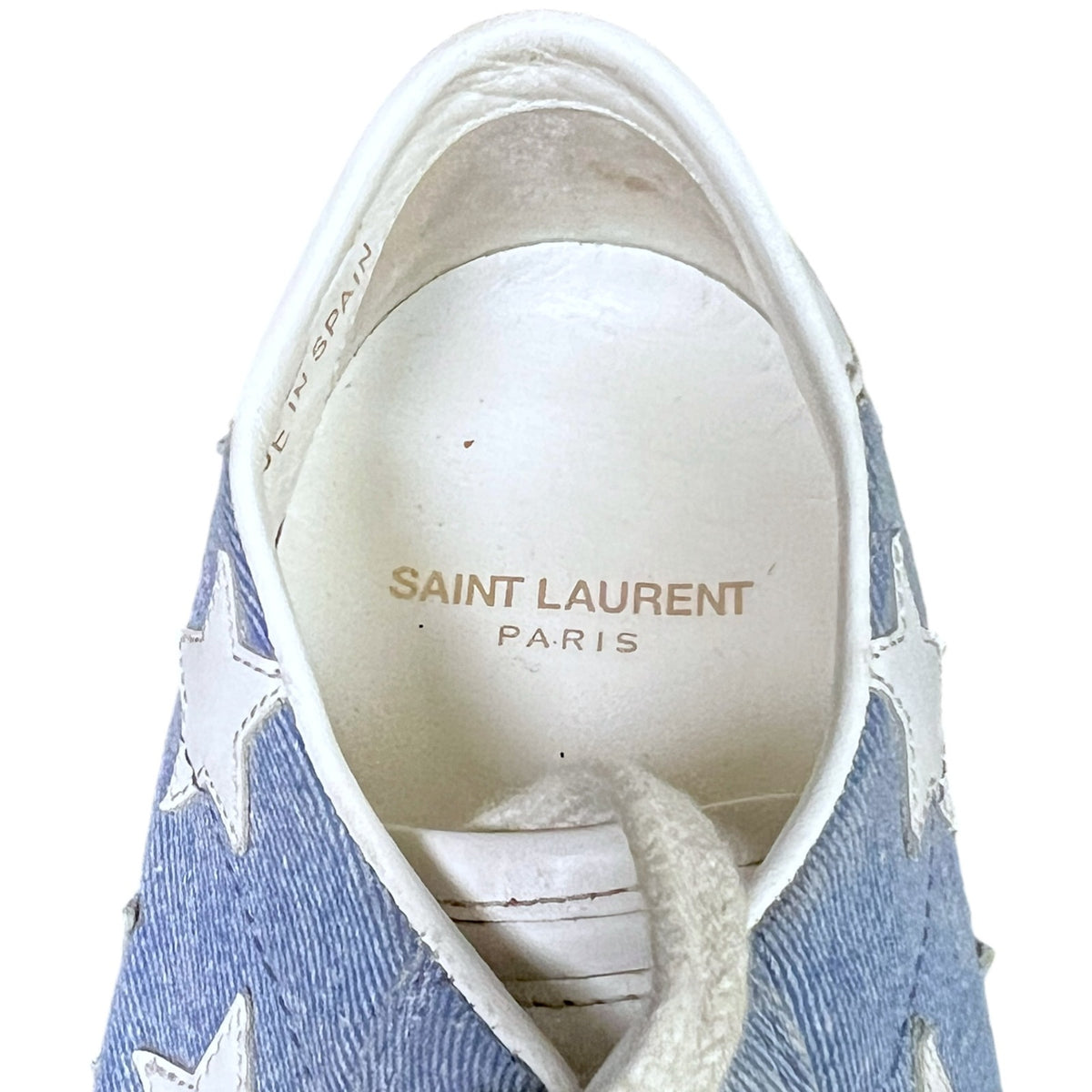 Saint Laurent Denim White Star Court Classic Sneakers $780 Retail EU 37 US 7 Lux