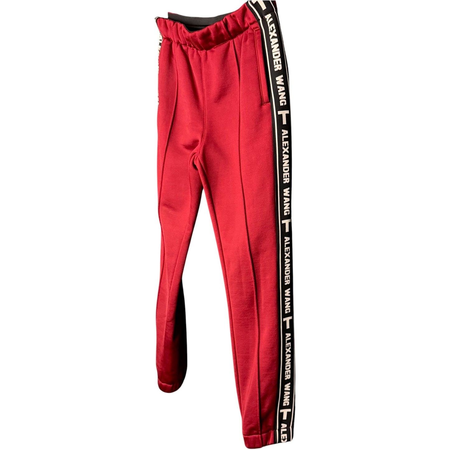 Alexander Wang Red Track Pants Side Tape Logo Joggers Women's XS Luxury NWT $395