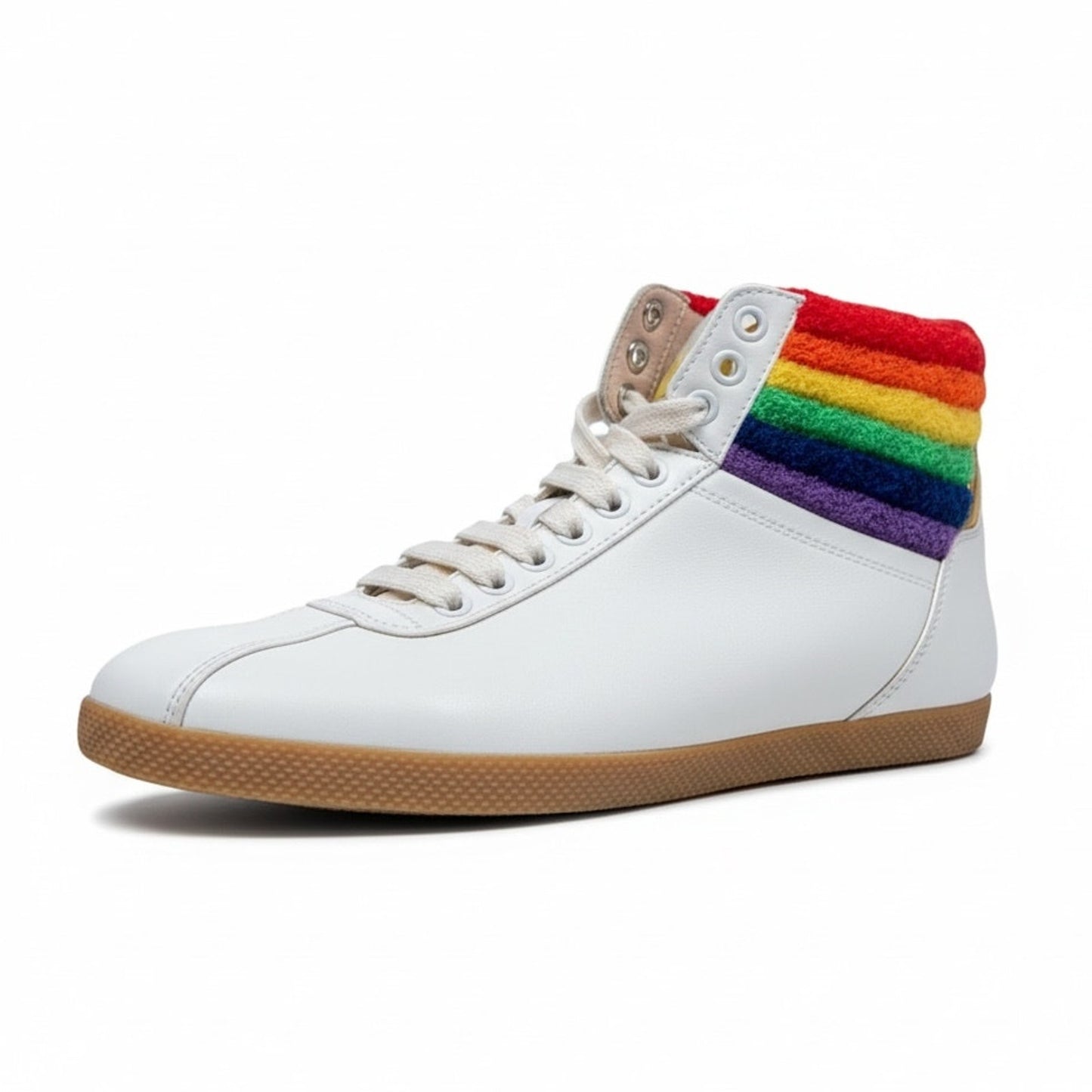 Gucci Rainbow Bambi Men's 4.5 Women's 6 High Top White Sneakers $900 Retail
