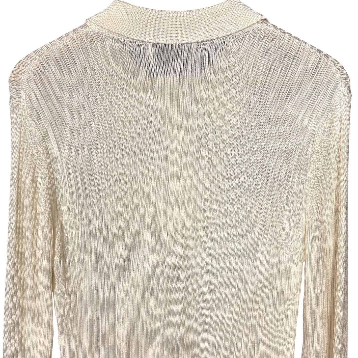 Officine Generale Jana Ribbed Knit Cream Polo Long Sleeve Top Women's M NWT $465