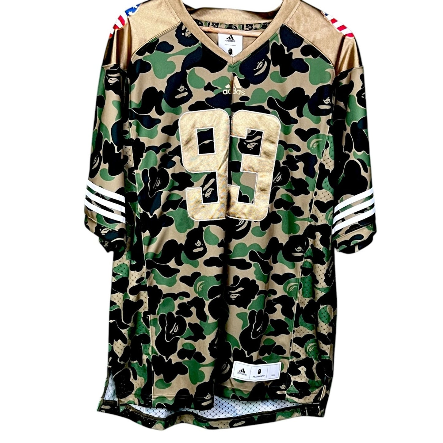 BAPE A Bathing Ape x Adidas Mens XL Camo Super Bowl Jersey Streetwear SS2019