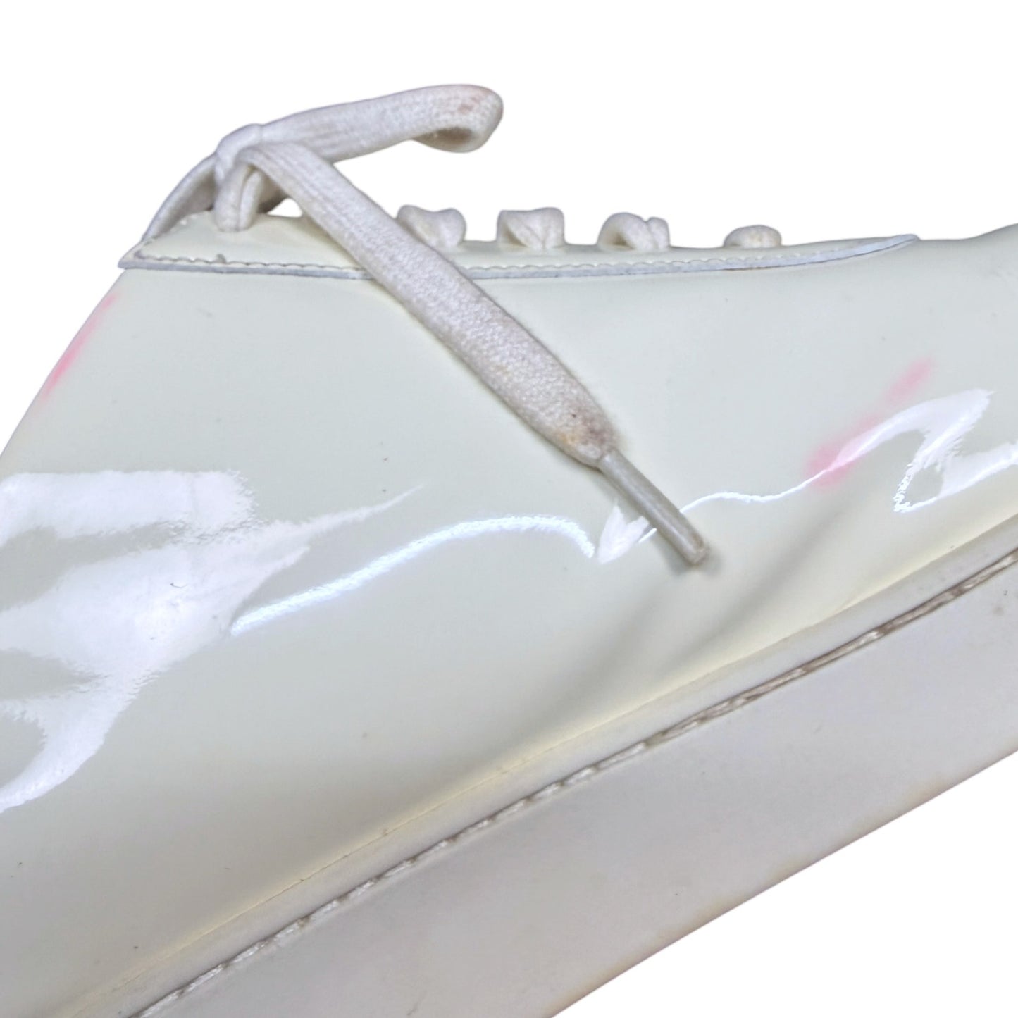 Bally White Patent Leather Men's 11 Cursive Logo Spellout Sneakers Luxury Rare