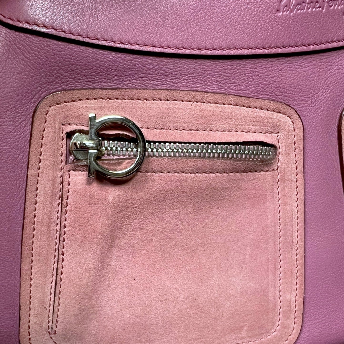 Salvatore Ferragamo Gancini Pink Leather Suede Purse Handbag Lux $2,100 Retail