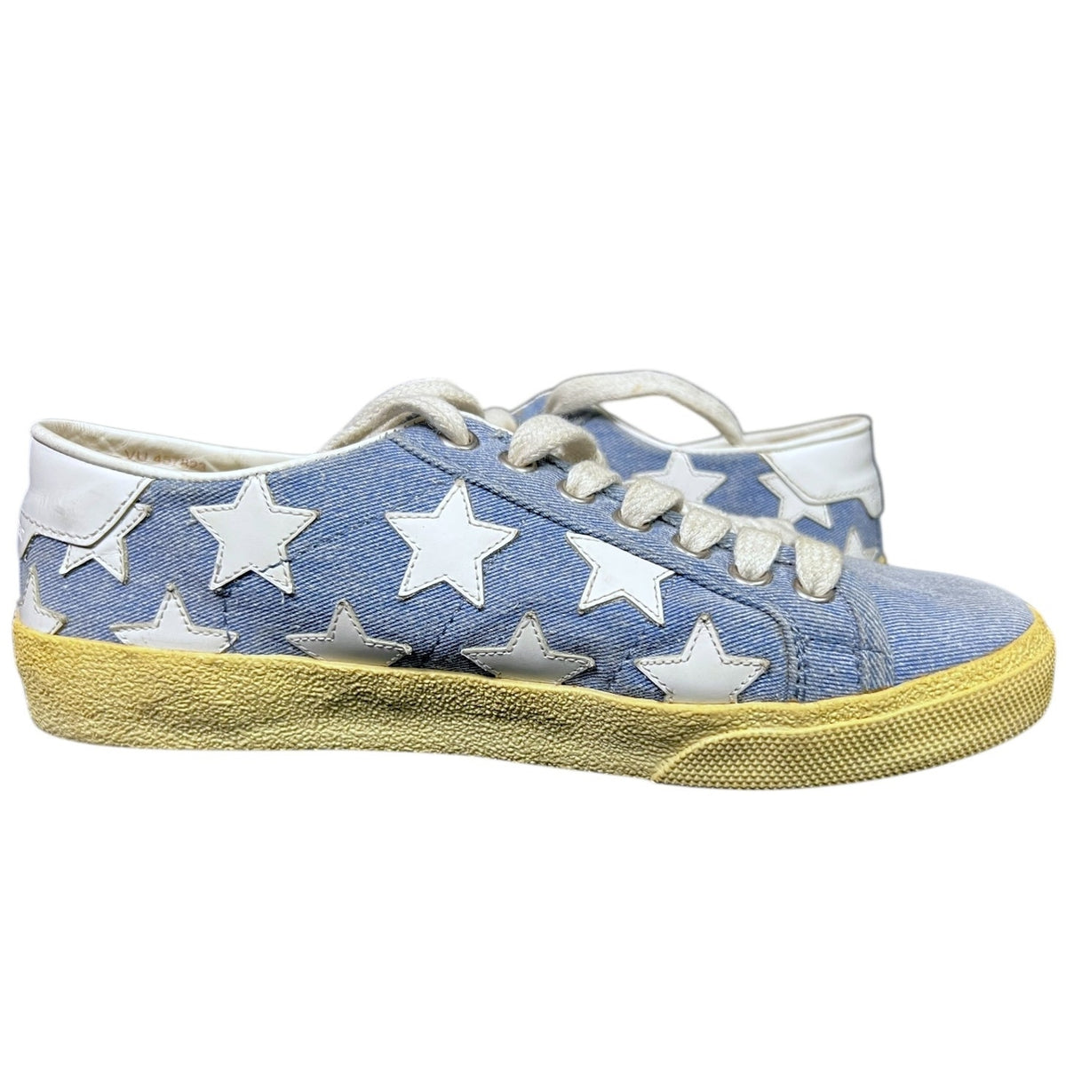 Saint Laurent Denim White Star Court Classic Sneakers $780 Retail EU 37 US 7 Lux