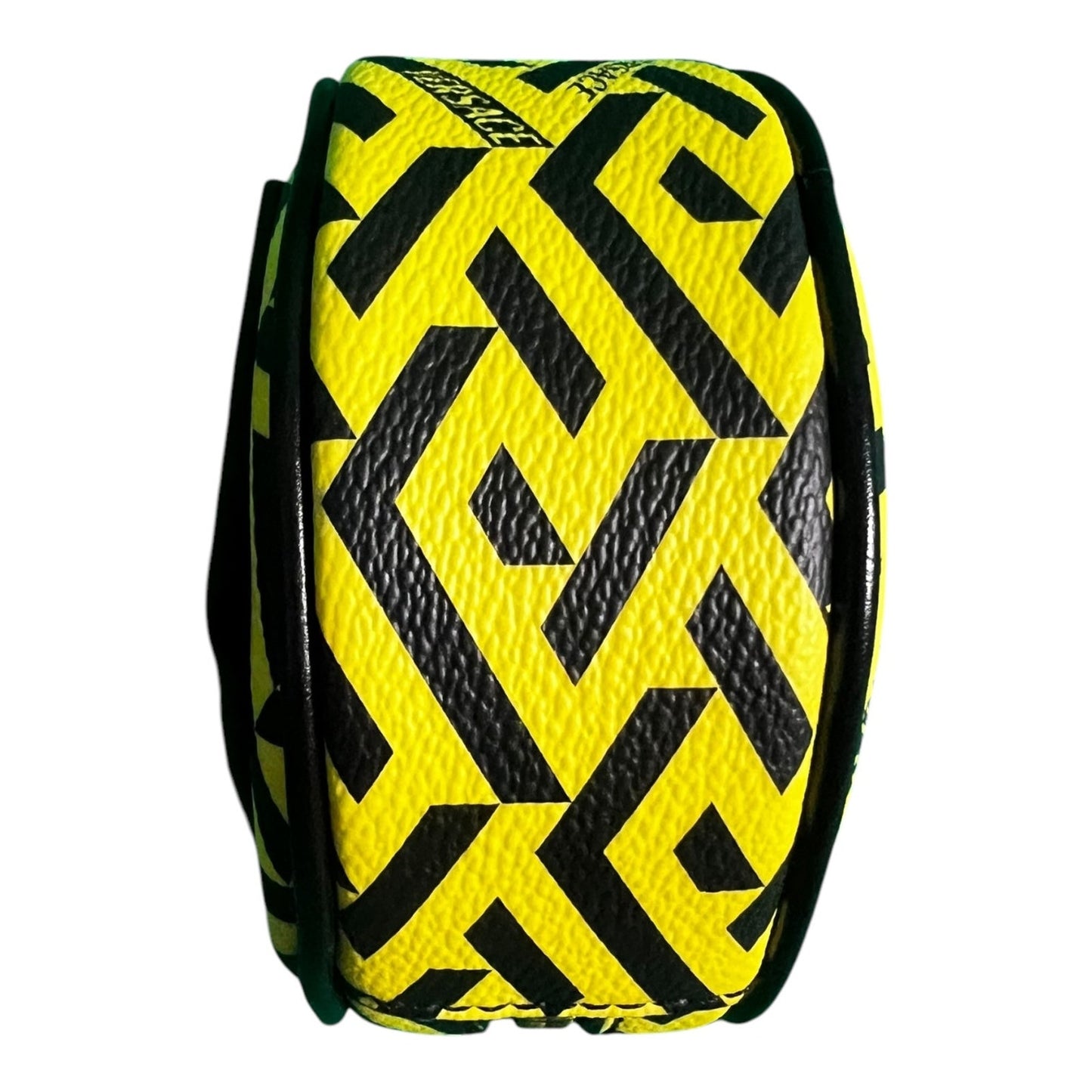 Versace La Greca Round Pouch Coin Cosmetic Belt Bag $575 Retail Bright Yellow