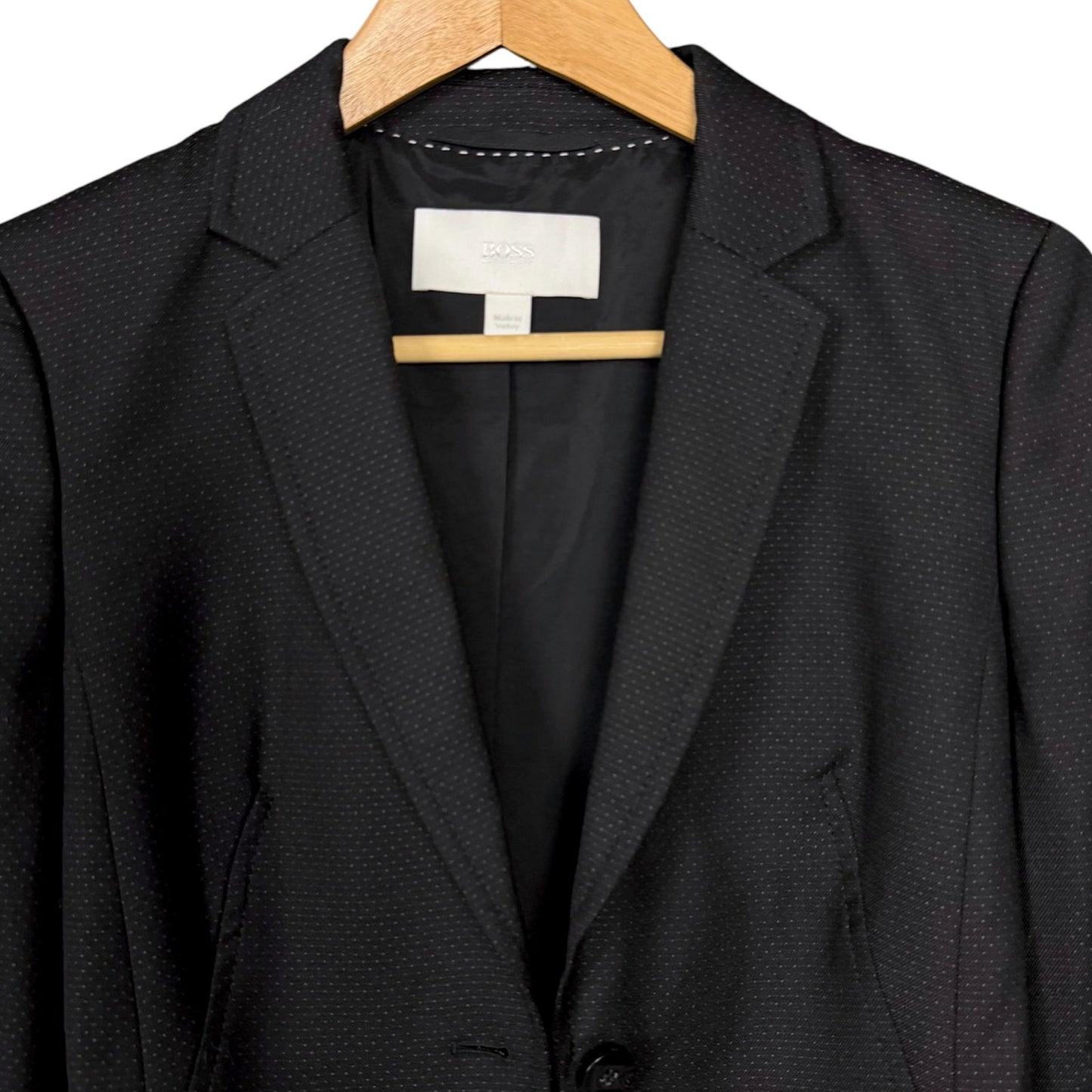 Hugo Boss Women’s XS Black Textured Tailored Blazer Jacket Size Career Office