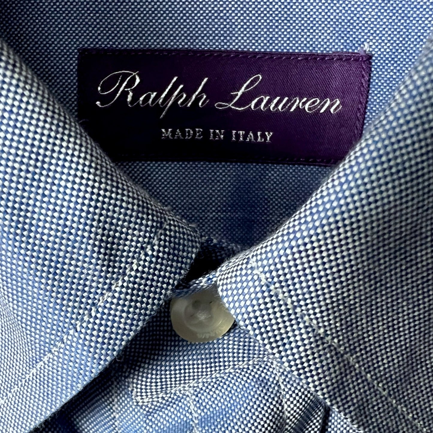 Ralph Lauren Purple Label Blue Button-Down Logo Dress Shirt - $495 Retail