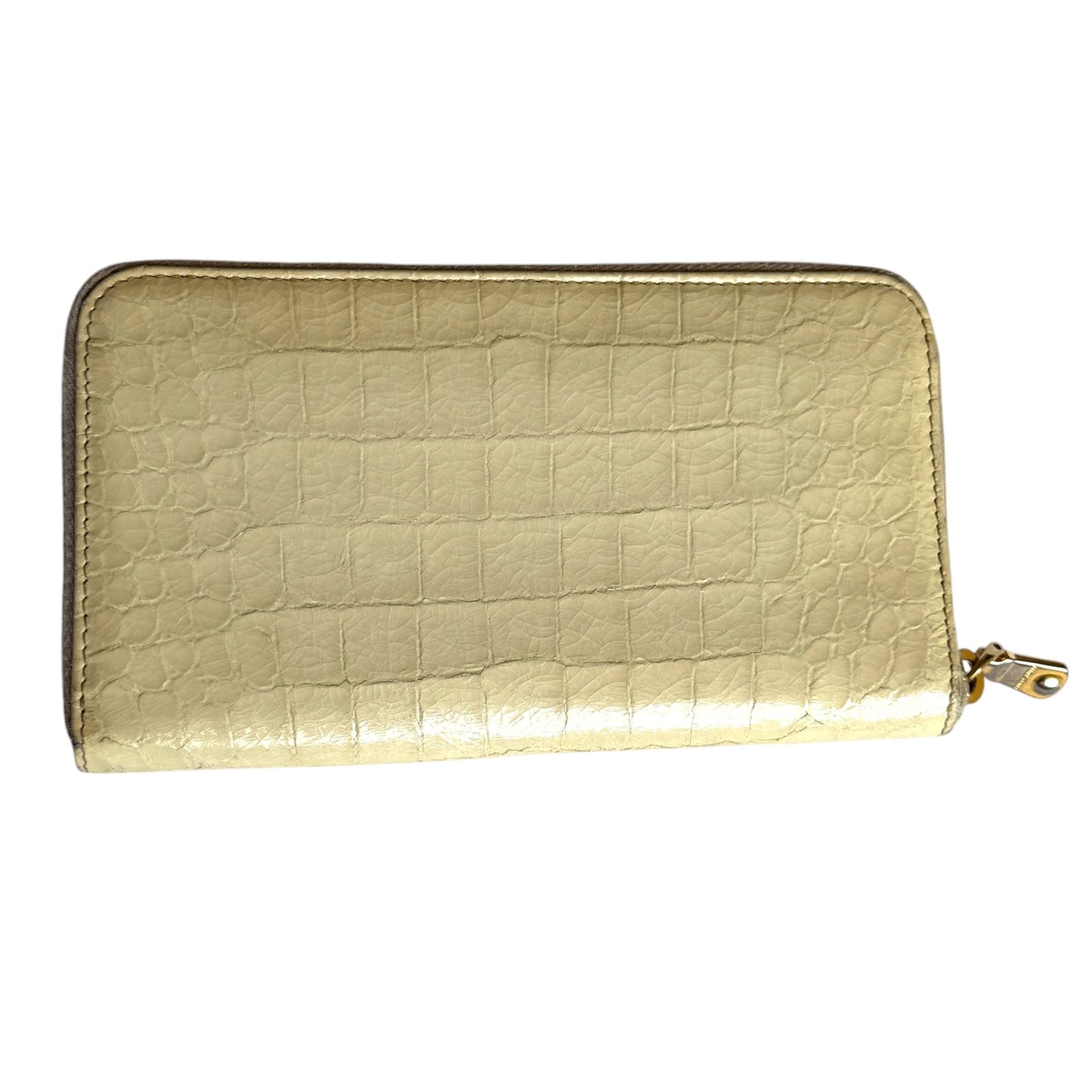 Miu Miu Leather Cream Crocodile Embossed Clutch Wallet Luxury Glam $995 Retail