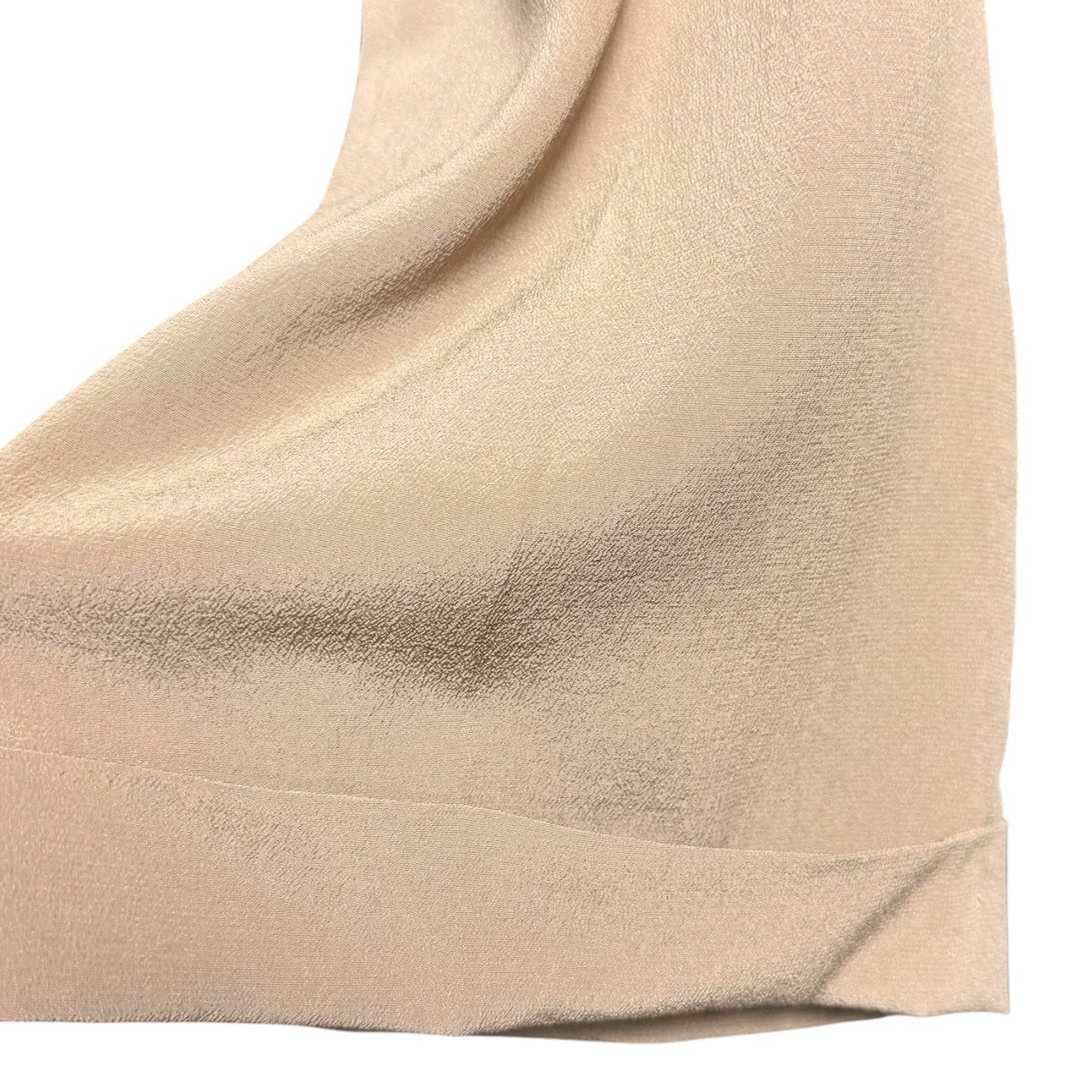 Dusan 100% Silk Flowy Pleated Tan Cuffed Women's L EU 42 Slacks Pants Career NWT