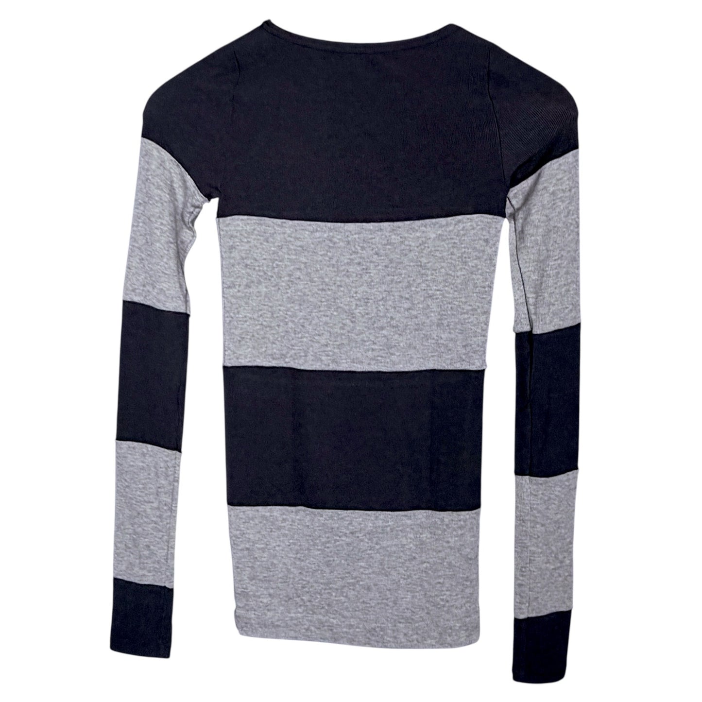 Theory Women's Blue & Gray Striped Sweater Tunic Modal & Wool Petite