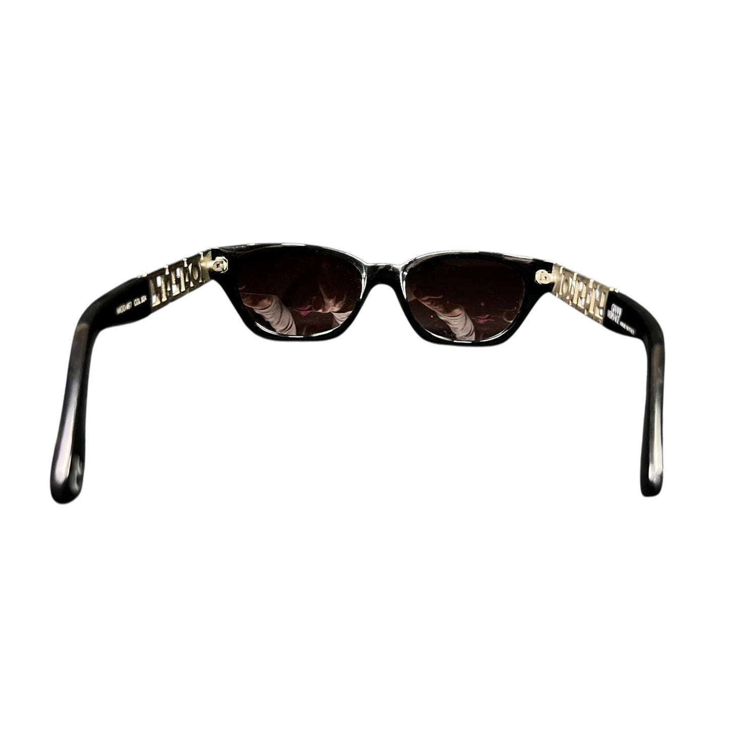 Vintage 90s Gianni Versace Model 467 Black with Silver Metal Sunglasses