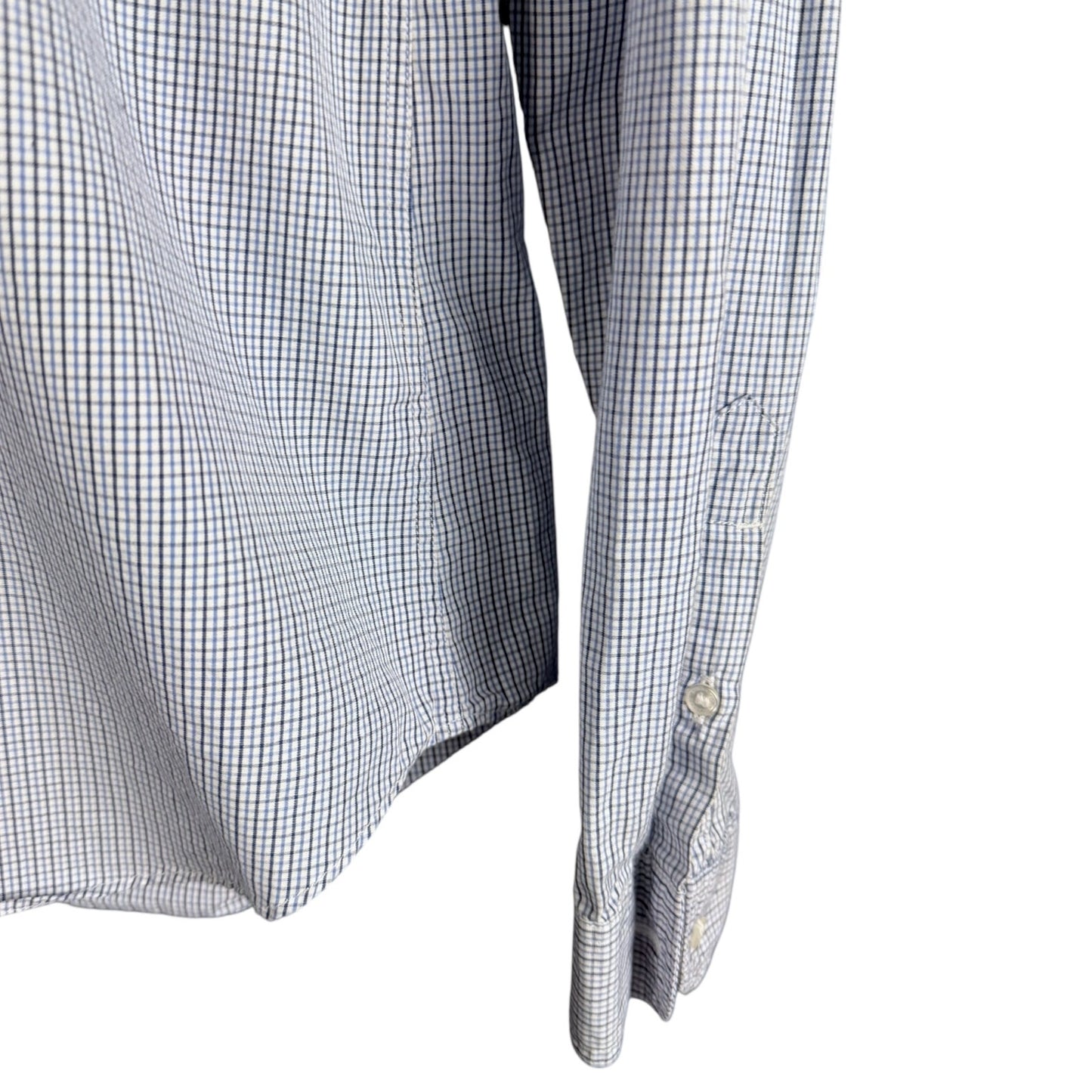 Burberry Brit Blue White Check Pocket Logo Men's Medium Button Down Dress Shirt