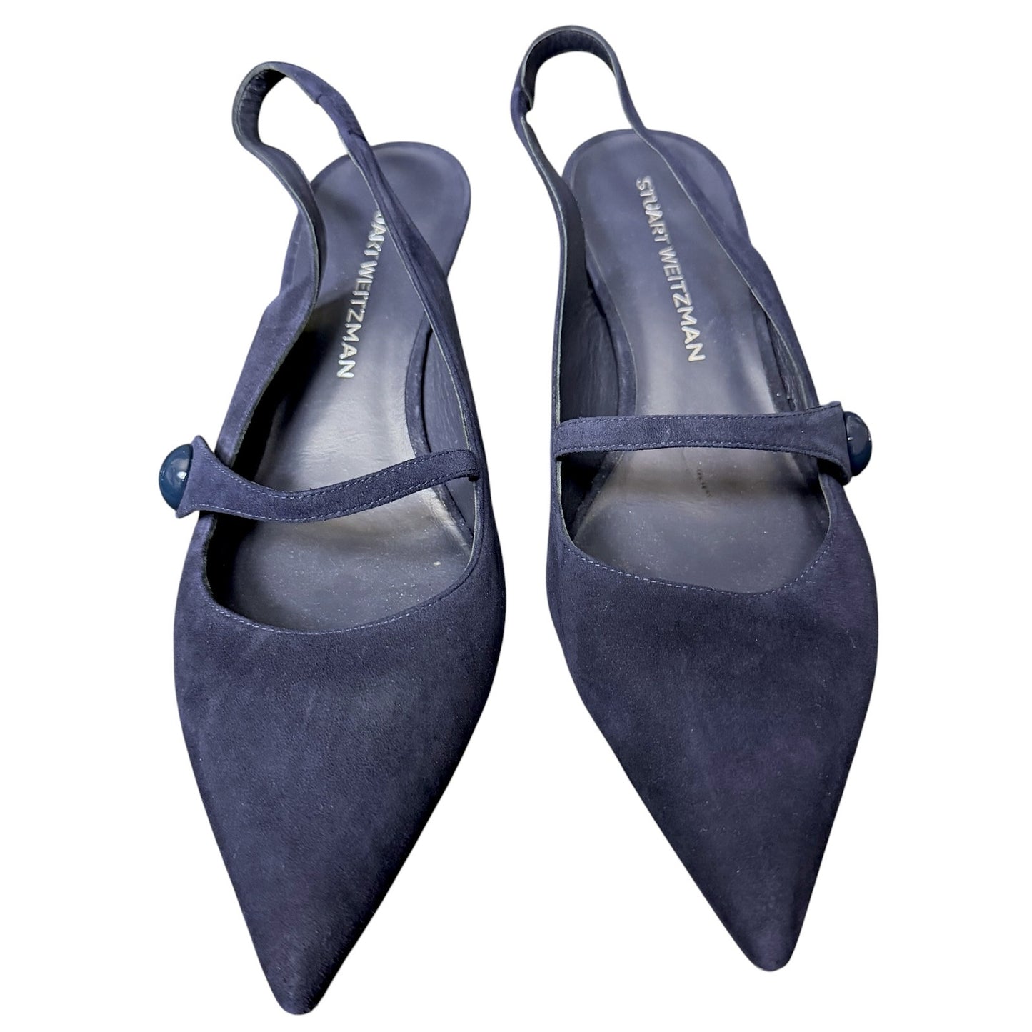 Stuart Weitzman SW Block Navy Blue Slingback Pumps Heels 10.5B New Unworn