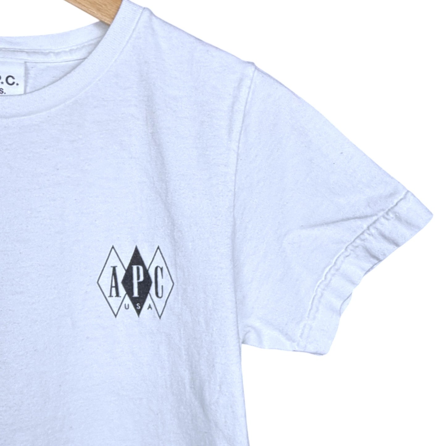 A.P.C. APC Abram Women's XS White 100% Cotton Logo T-Shirt Streetwear EUC