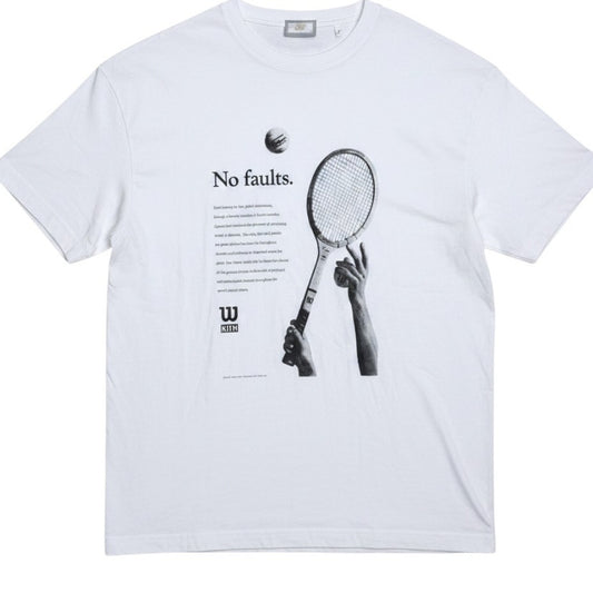Kith x Wilson No Faults Men's XL White T-Shirt Streetwear Casual Collab Tennis