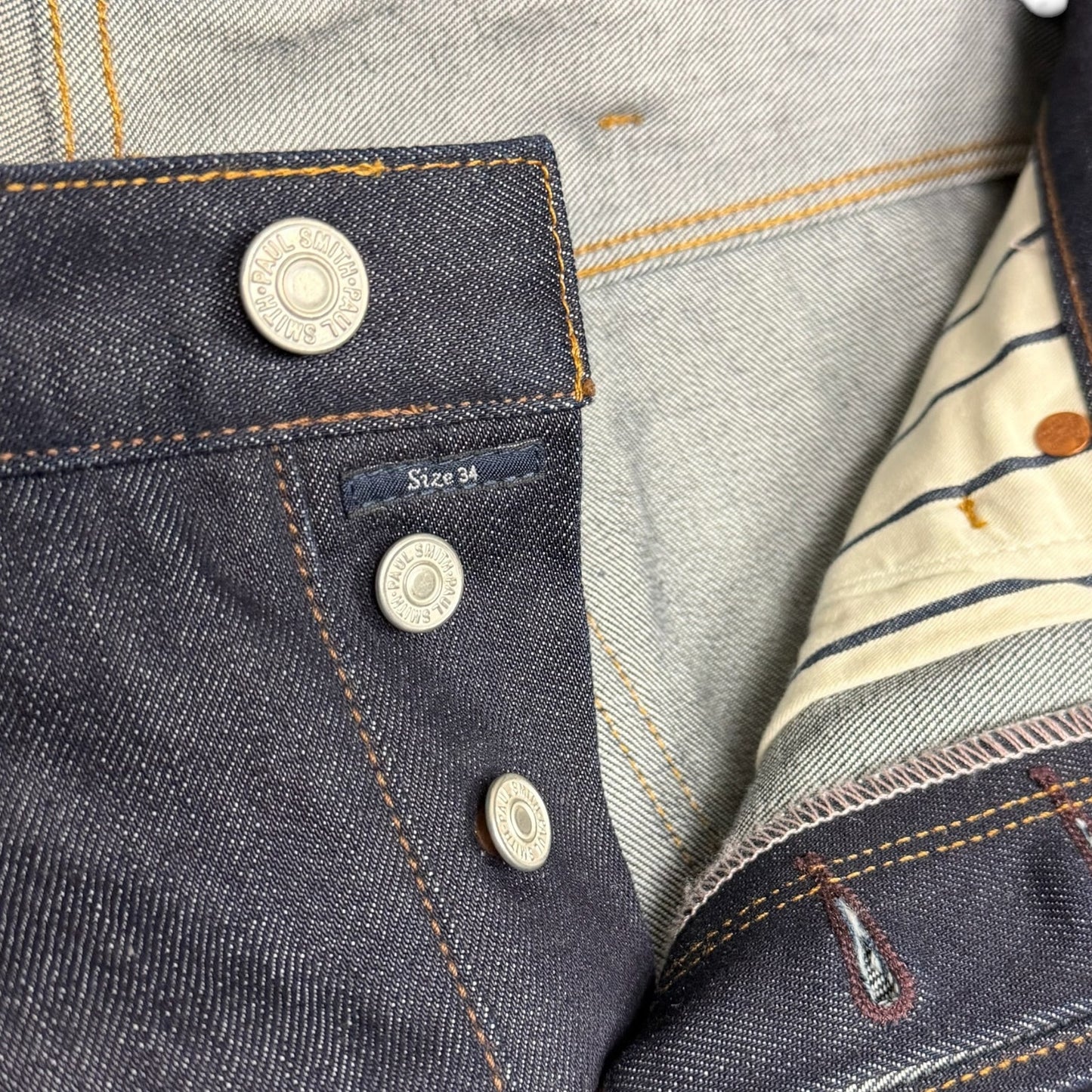 Paul Smith Jeans W36 Blue Dark Denim Slim Straight Selvedge Raw Indigo Casual