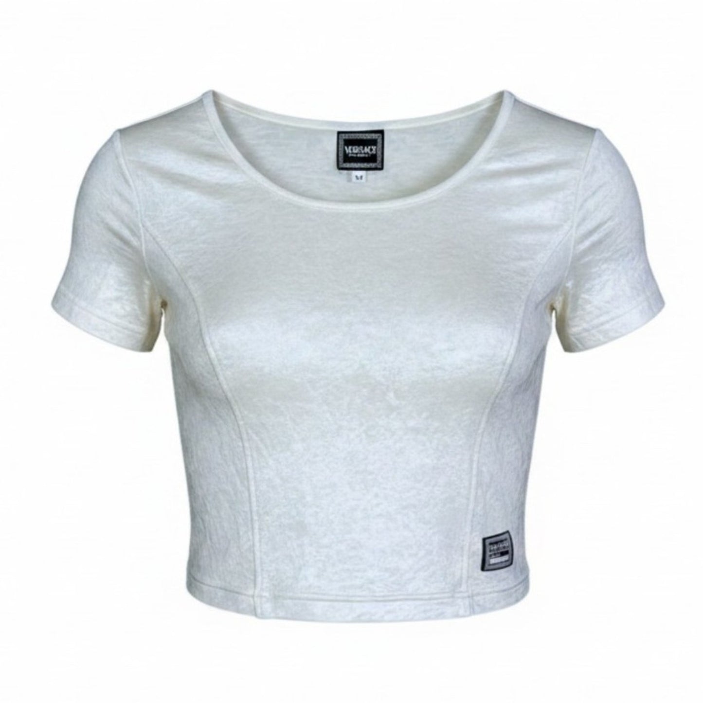 Versace Jeans Couture Womens Medium Vintage Shimmery Crop Top Shirt $200 Retail