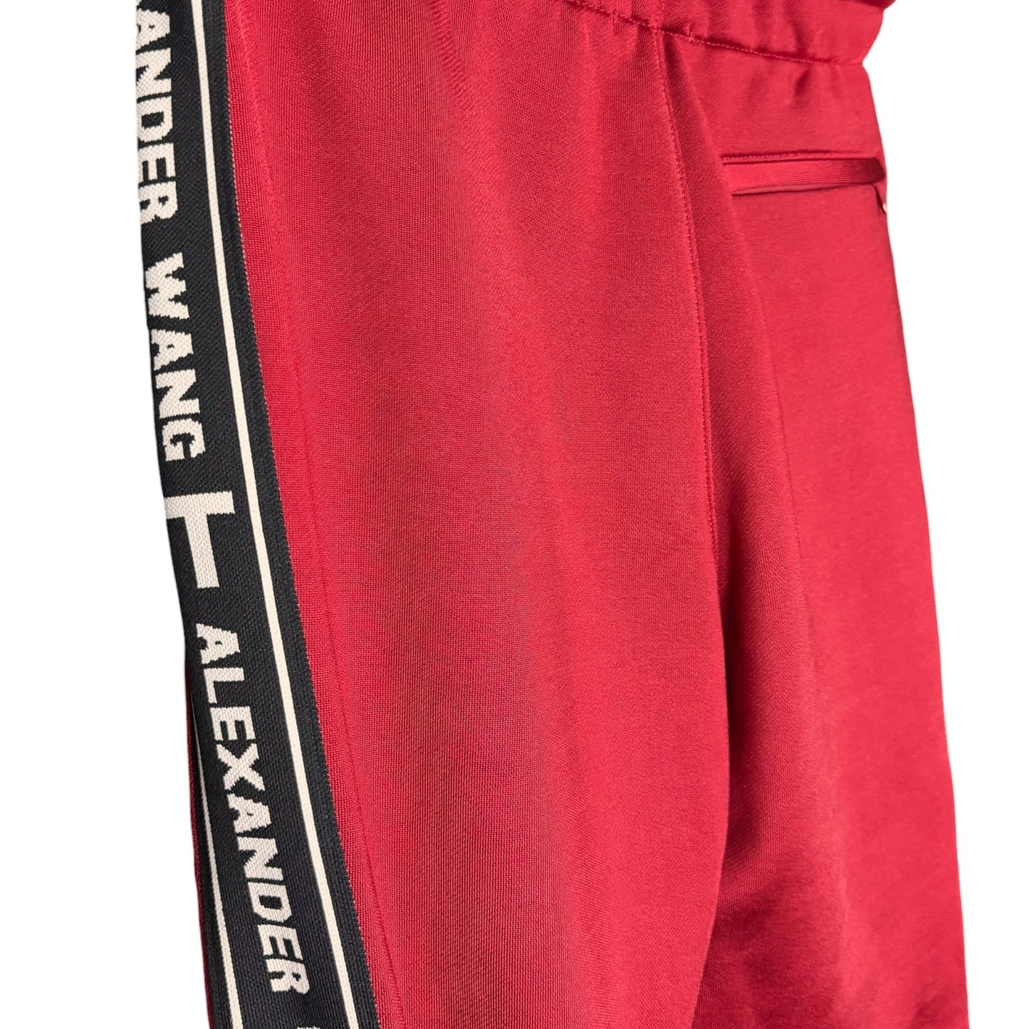 Alexander Wang Red Track Pants Side Tape Logo Joggers Women's XS Luxury NWT $395