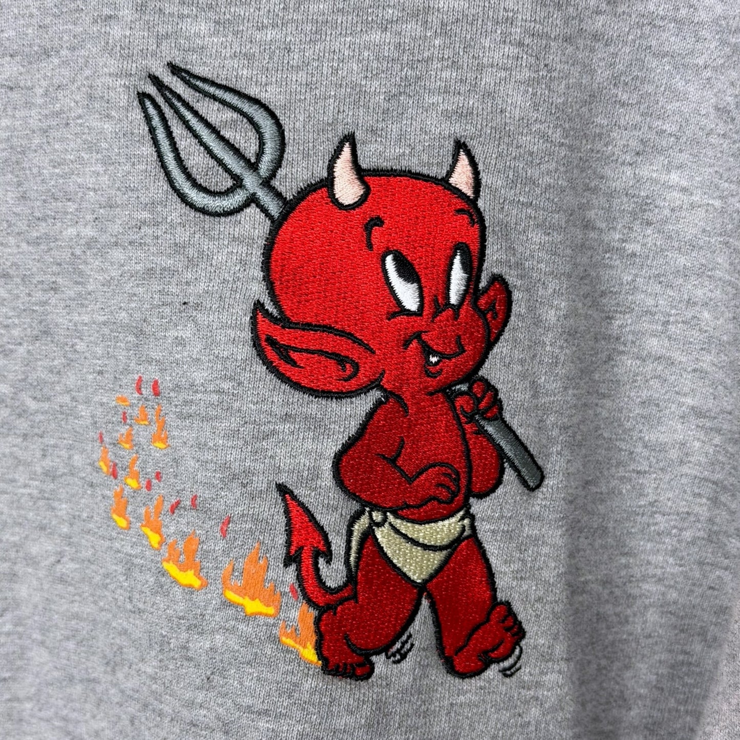 Sandro Paris Hot Stuff Little Devil Embroidered Men's S Crewneck Sweatshirt NWT