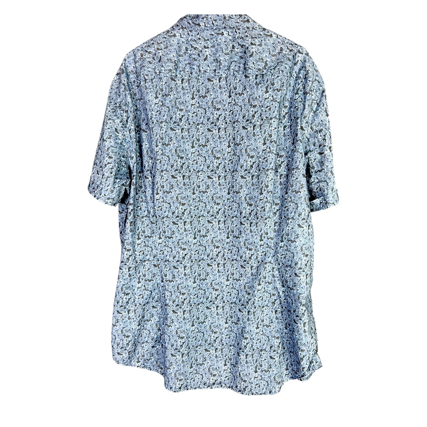 John Varvatos USA Mens XL Blue Floral S/S Button Up Casual Shirt Vacation Summer