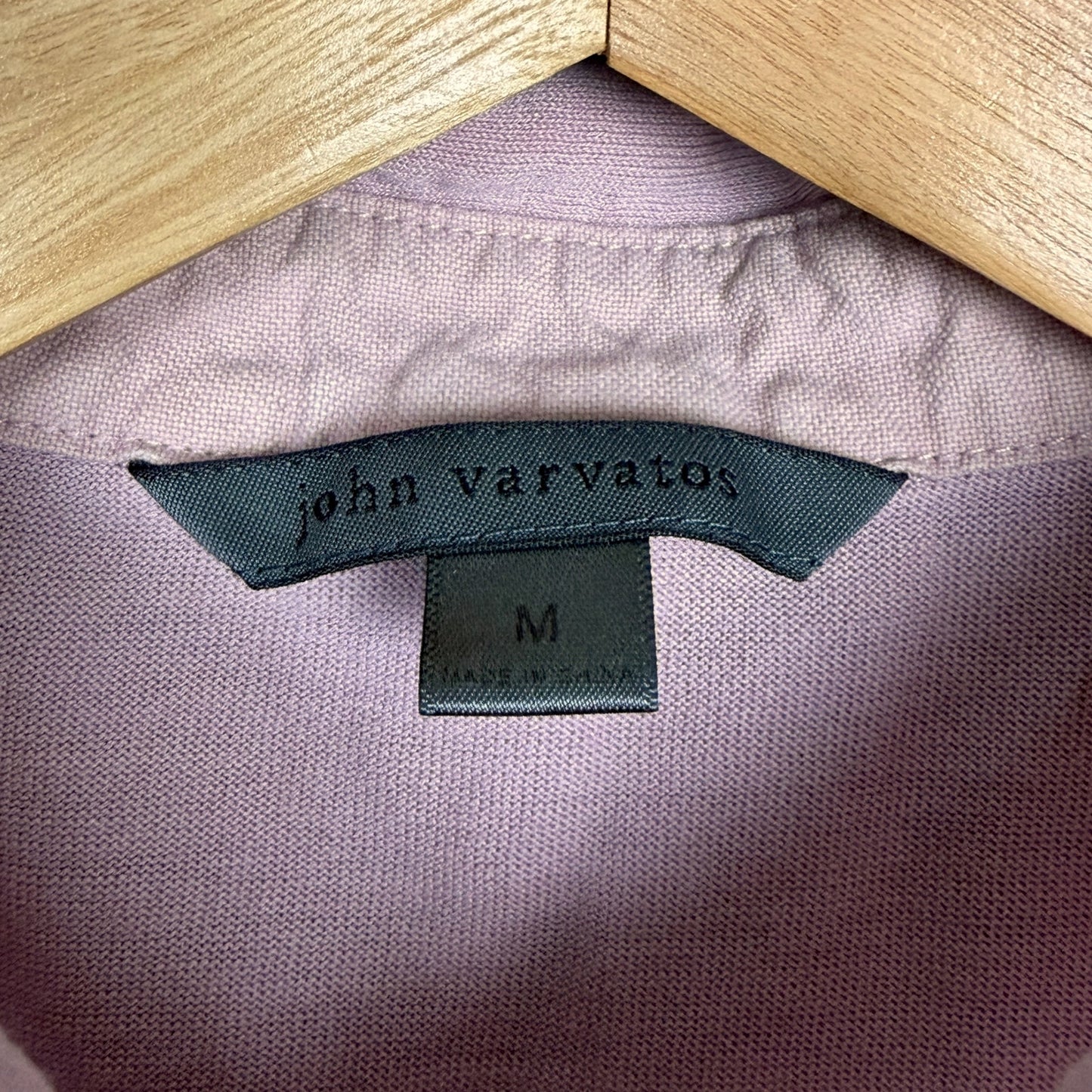 John Varvatos Polo Shirt Men Medium Pink Stretch Knit Casual Office Quiet Luxury