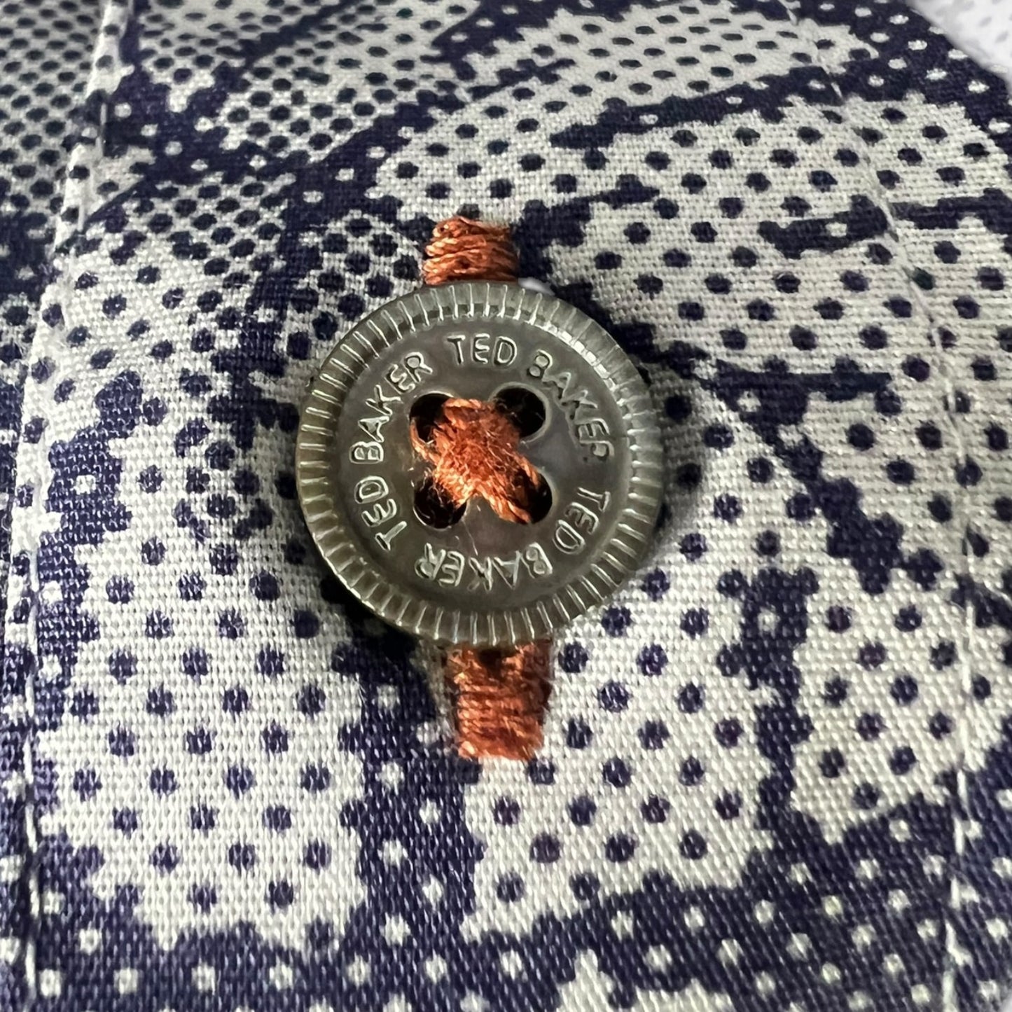 NWT Men's Ted Baker Floral Dot Print Shirt - Navy - Size 16 - $175 Retail