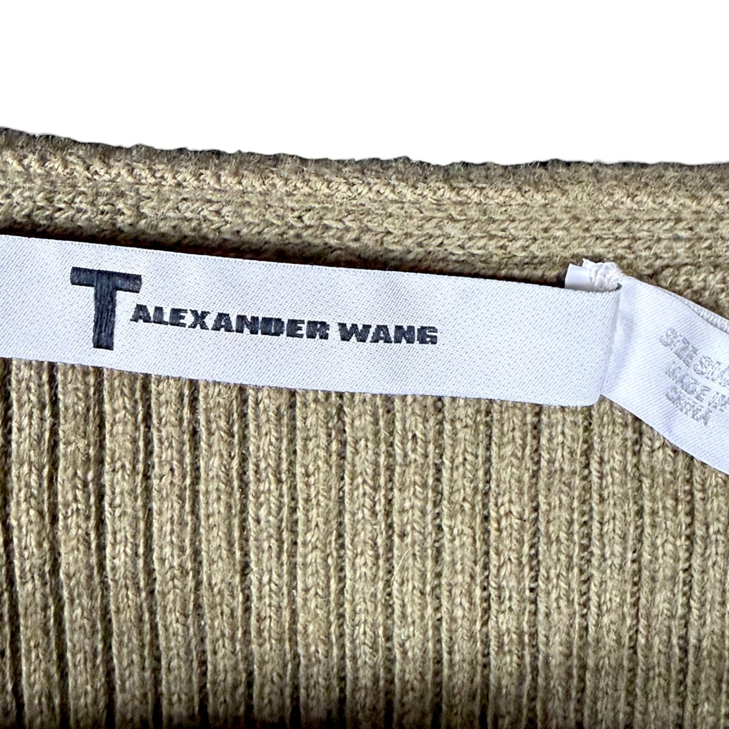 Alexander Wang T Women's S Corset Front Ribbed Cropped Sweater Top Cashmere
