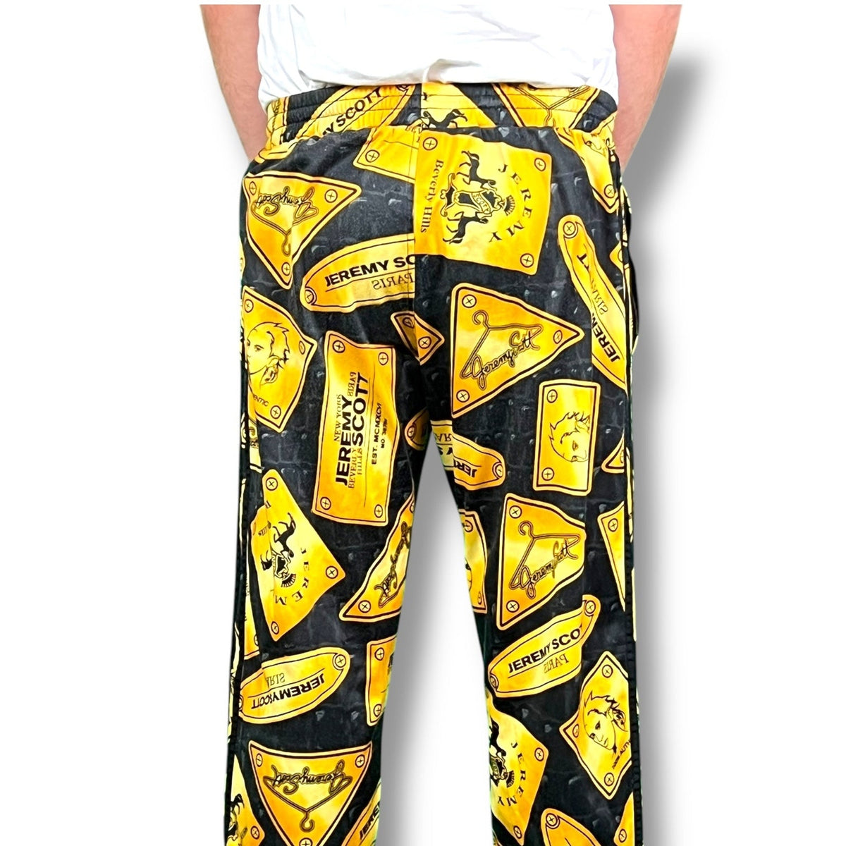 Jeremy Scott x Adidas Gold Plaque Kingsman Track Pants Men's Large $250 Retail