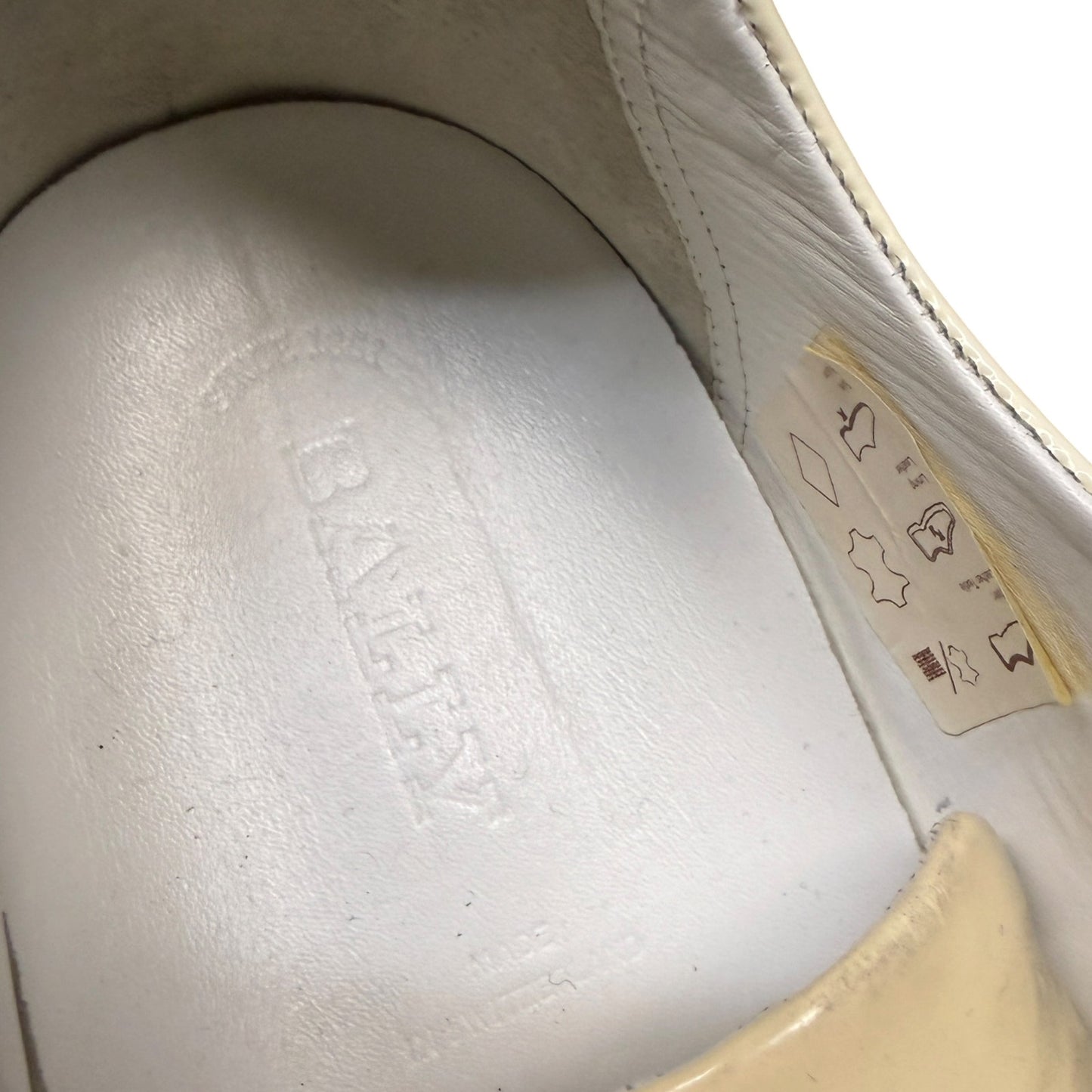Bally White Patent Leather Men's 11 Cursive Logo Spellout Sneakers Luxury Rare
