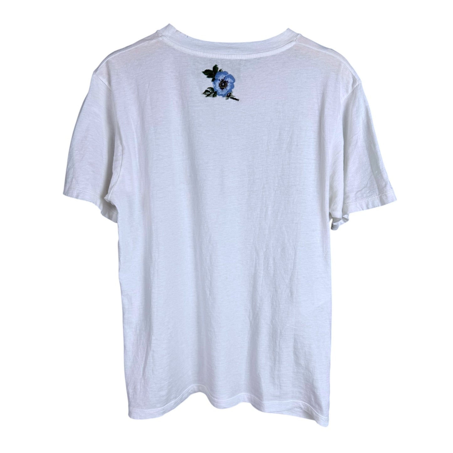 Gucci White Washed Cotton Jersey Oversize T-Shirt with Gucci Logo Distressed Neck $650 Retail