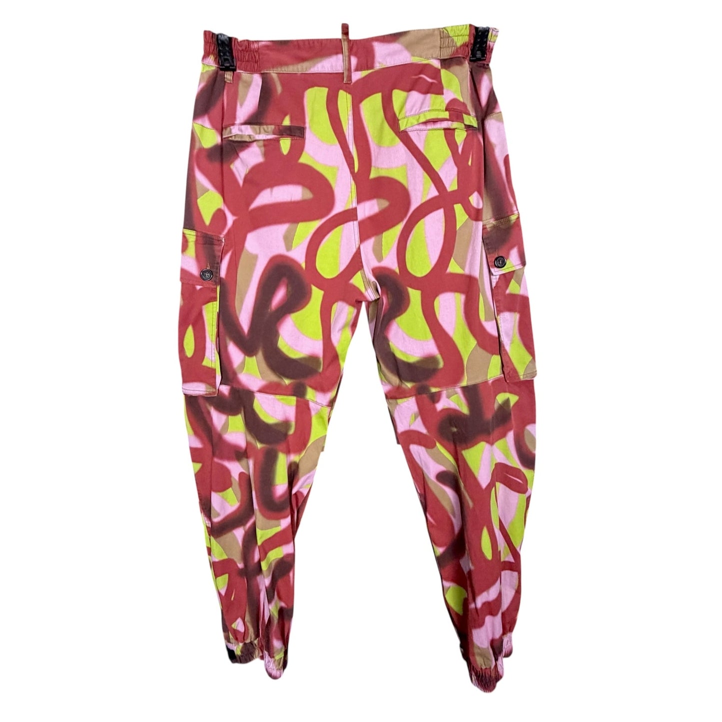 Dsquared2 Graffiti Print Men's Size 48 Pink Red Cargo Pants Joggers $916 Retail