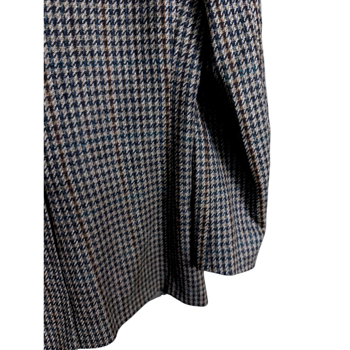 Vintage Men's Burberrys London 100% Tweed Wool Brown Houndstooth Blazer 42R