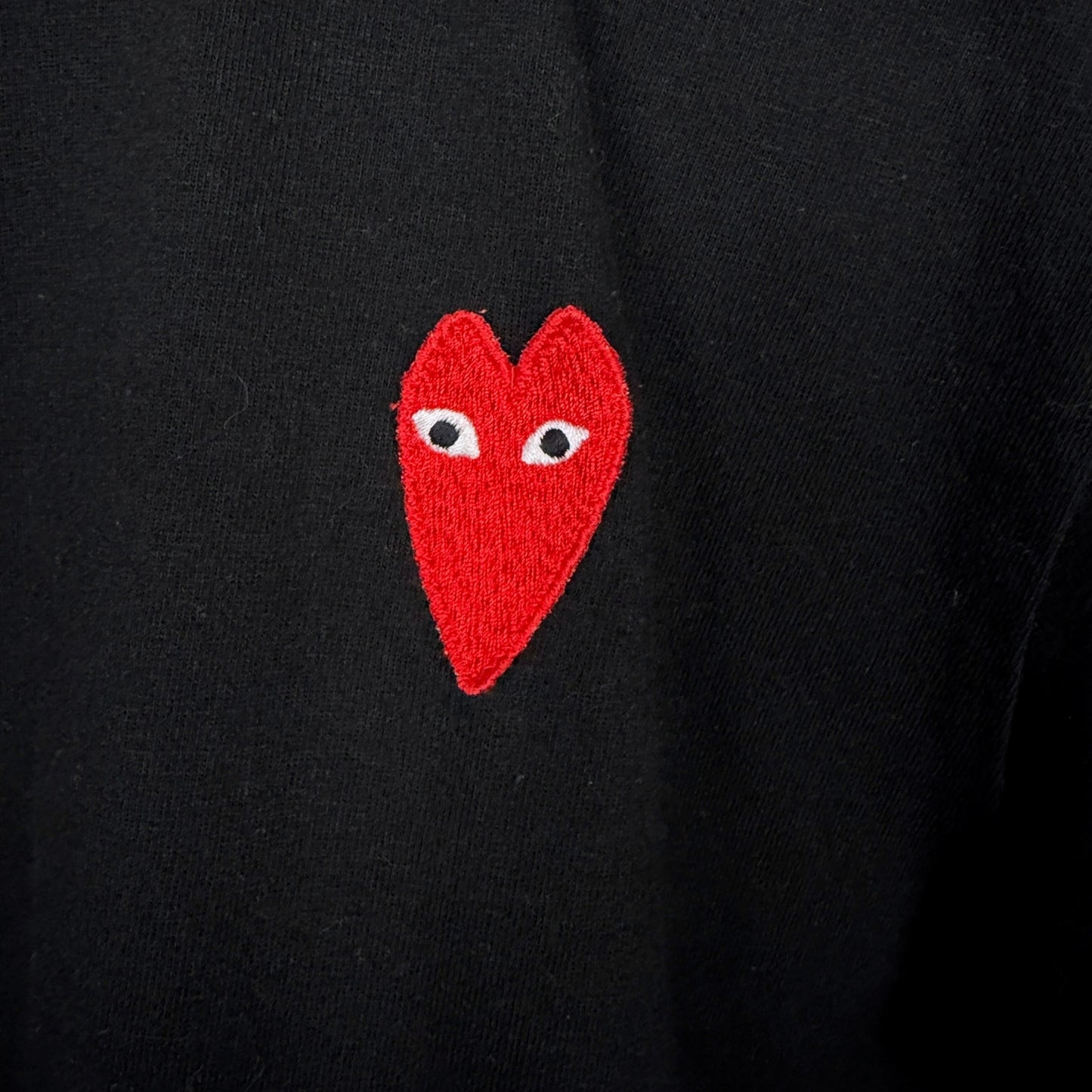 Comme Des Garcons Shirt Men Small Black Long Heart Logo Play Tee Japan Cotton