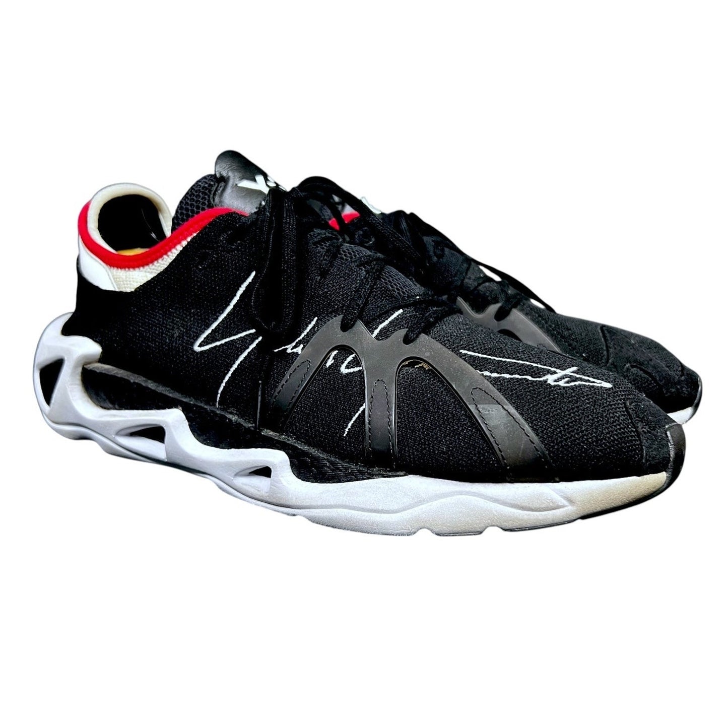 Y-3 Yohji Yamamoto FYW S-97 Black Scarlet Men's 12.5 Sneakers $350 Retail