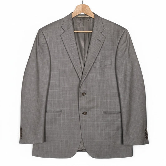 Burberry London Gray Blazer Plaid Silk Wool Men 42R Union Made USA Career Office