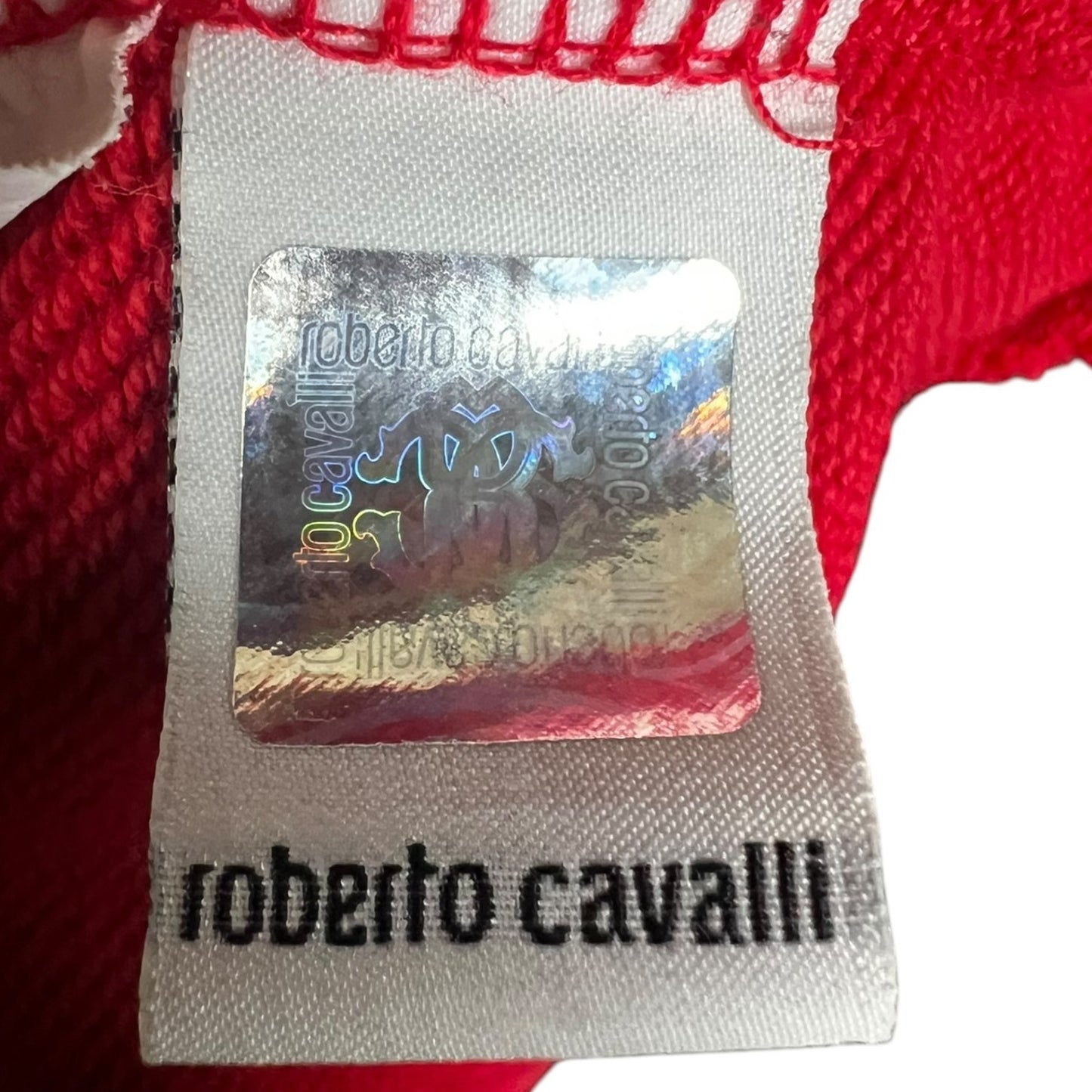 Roberto Cavalli Signature Logo Men's Small Red Hoodie Casual Luxury Sportswear