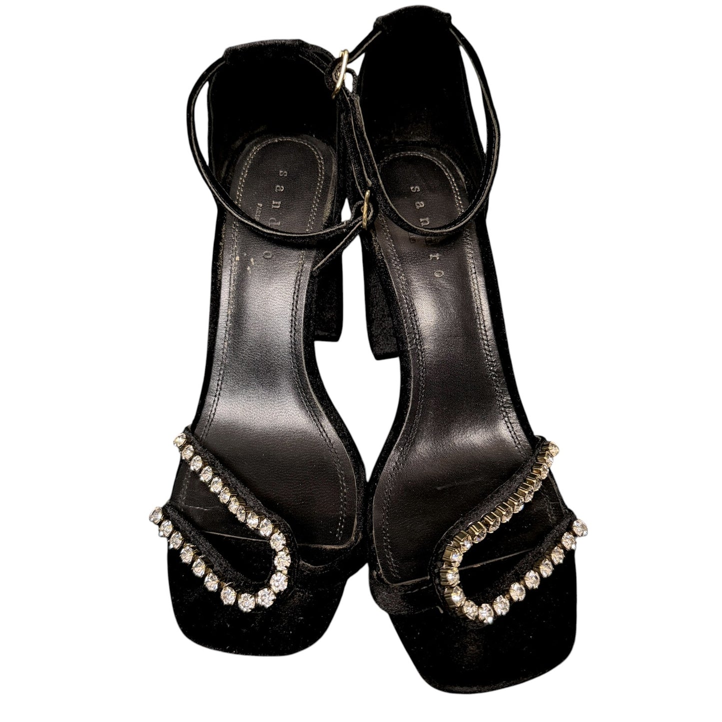 Sandro Crystal Embellished Black Suede Women's Pumps EU 40 $340 Retail Excellent