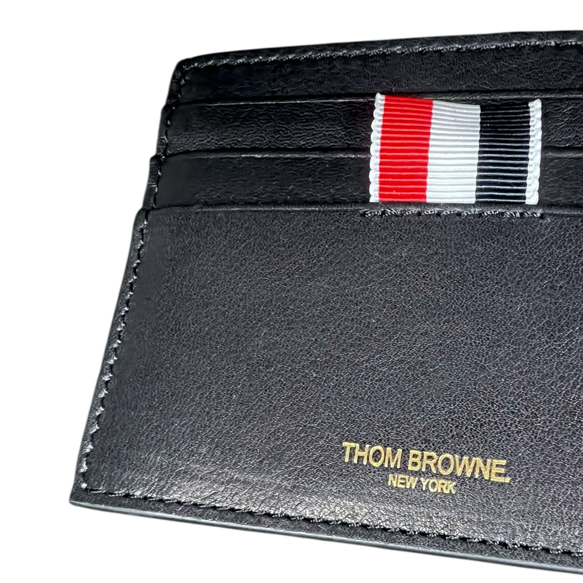 Thom Browne New York Navy Blue Leather Card Case $340 Retail NIB Quiet Luxury