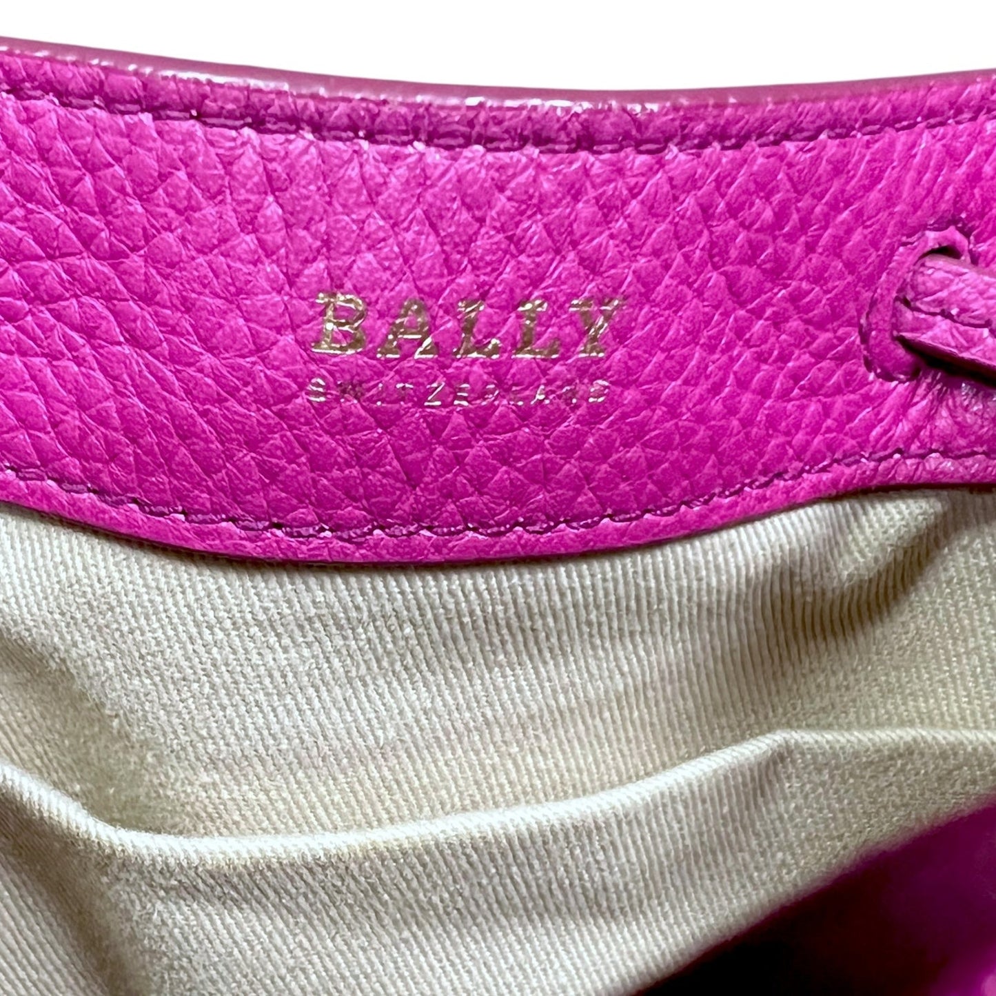 Bally Mini Top Handle Pink Pebbled Drawstring Bucket Bag $795 Retail Luxury