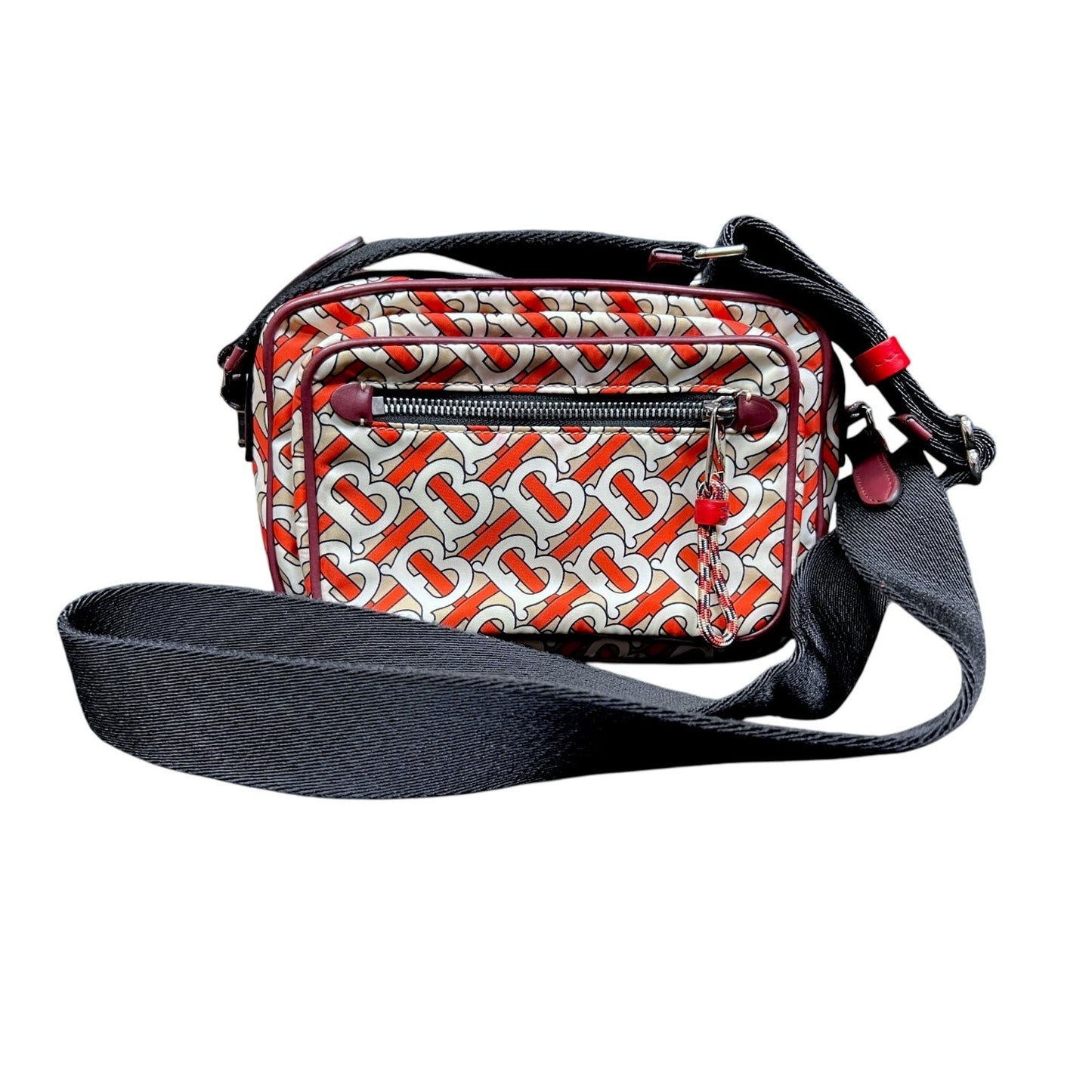 Burberry TB Monogram Paddy Crossbody Orange Tan Camera Bag $1,090 Retail