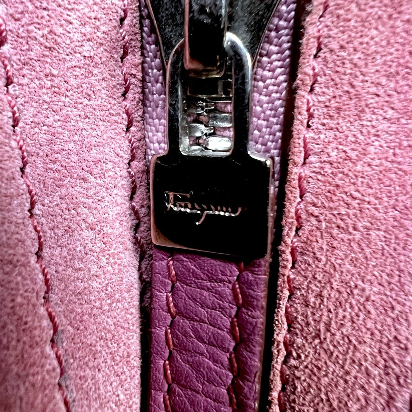 Salvatore Ferragamo Gancini Pink Leather Suede Purse Handbag Lux $2,100 Retail