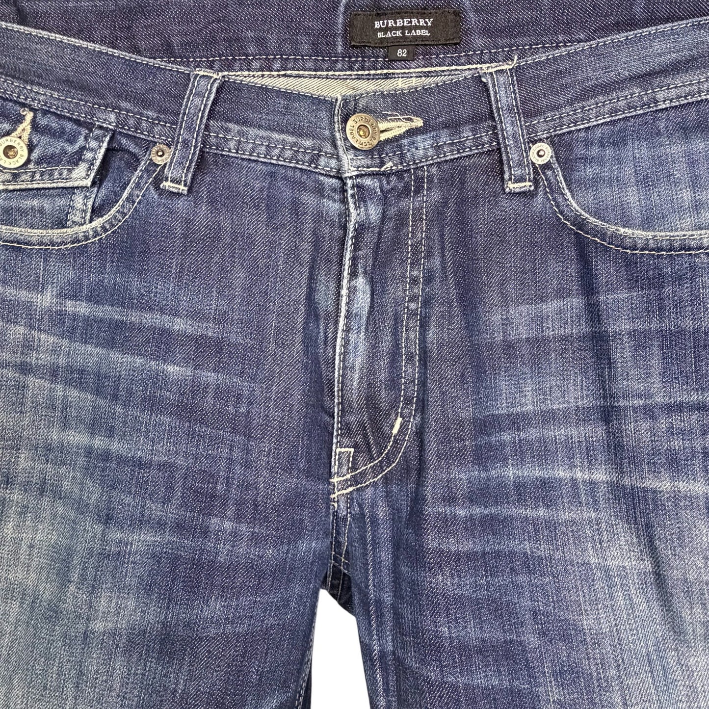 Vintage Burberry Black Label Japan Men's 32x28 Bootcut Flap Pocket Blue Jeans