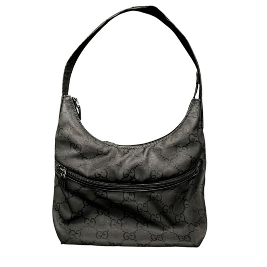 Gucci Classic Black GG Logo Nylon Shoulder Bag - $950 Retail