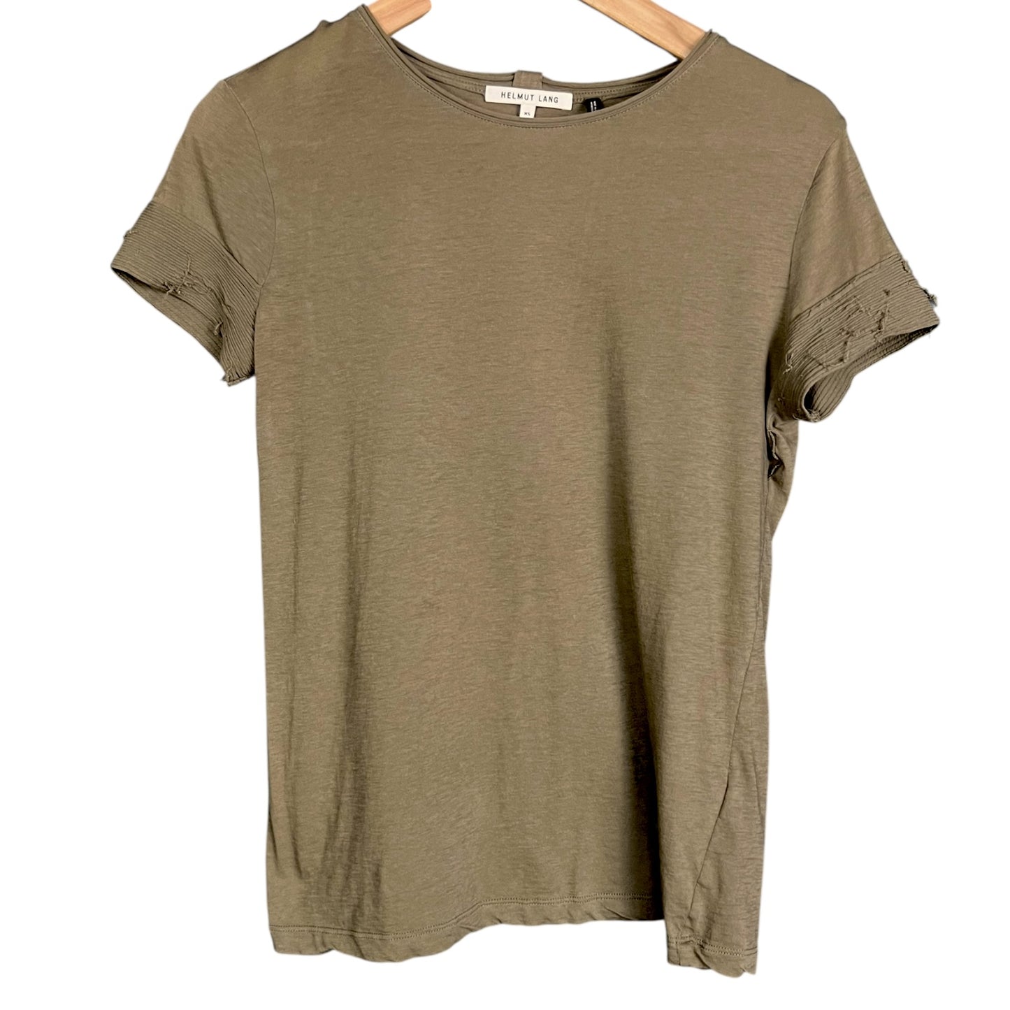 Helmut Lang Distressed Boat Neck Cotton & Cashmere T-Shirt - $195 Retail