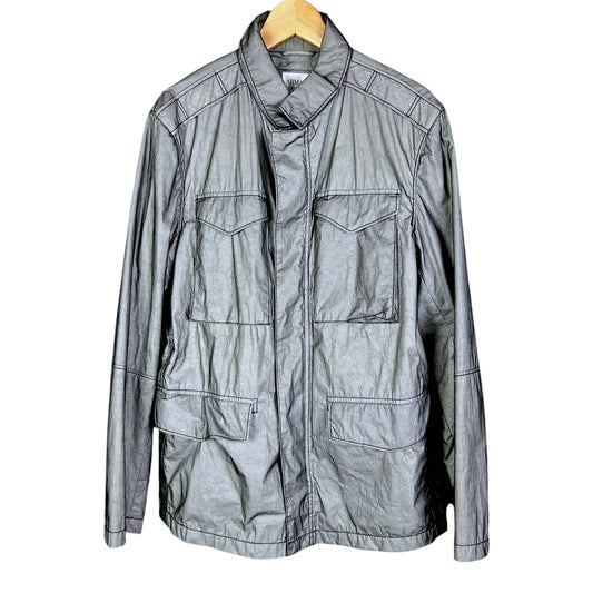 Armani Collezioni Collection Metallic Gray Zip-Up Windbreaker Jacket - $595 Retail