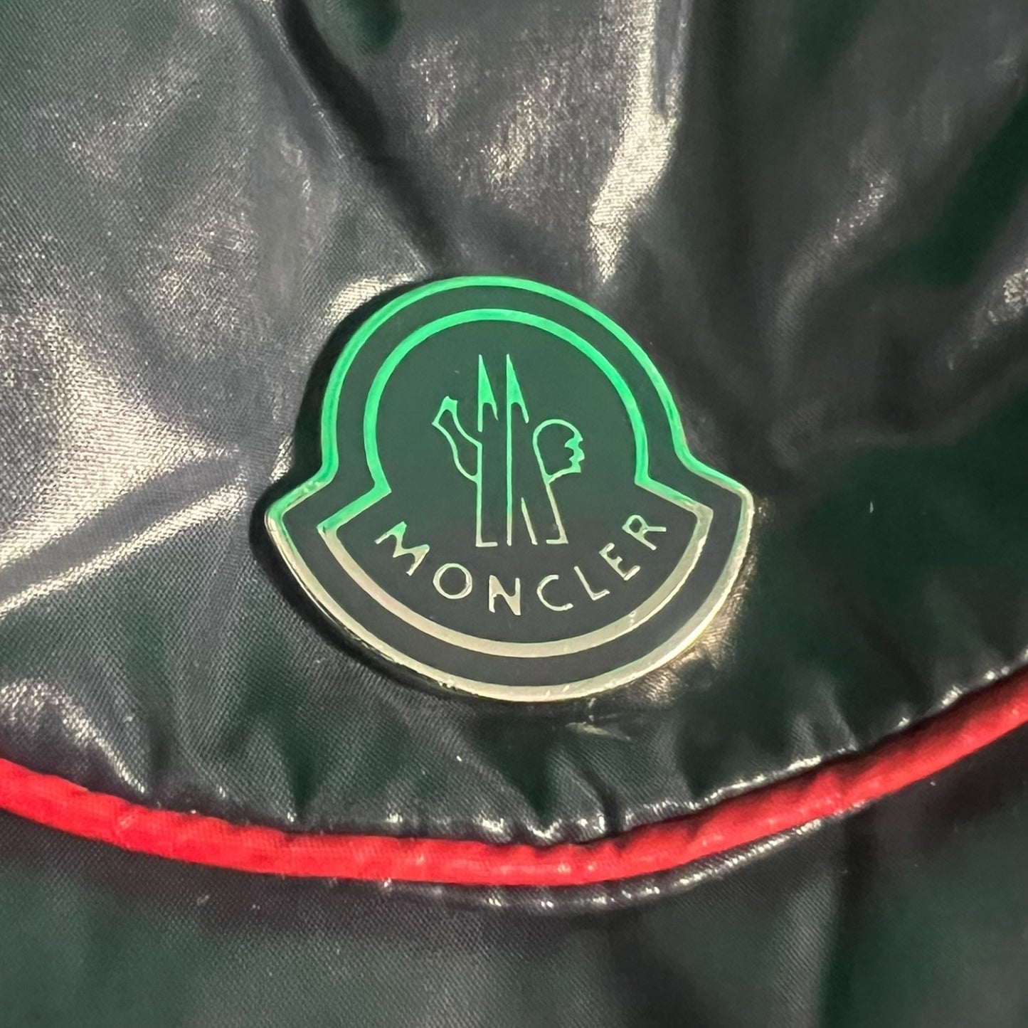 Moncler Navy Blue/Red Envelope Puffer Clutch Pouch - $670 Retail