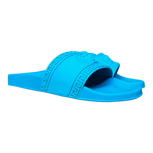 Versace Palazzo Sky Medusa Head Blue Pool Slides Sandals - $395 Retail